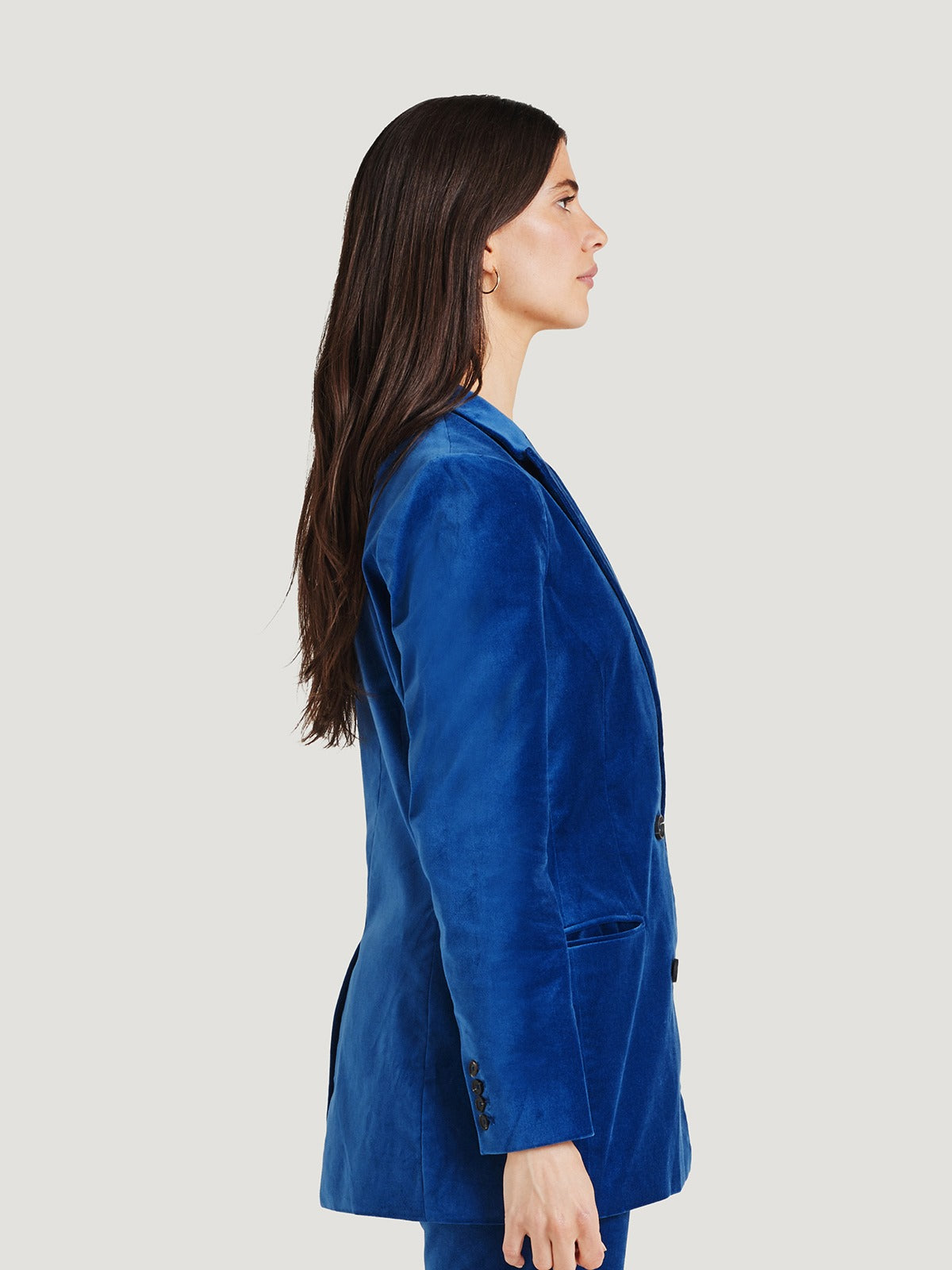 Long blue discount velvet coat