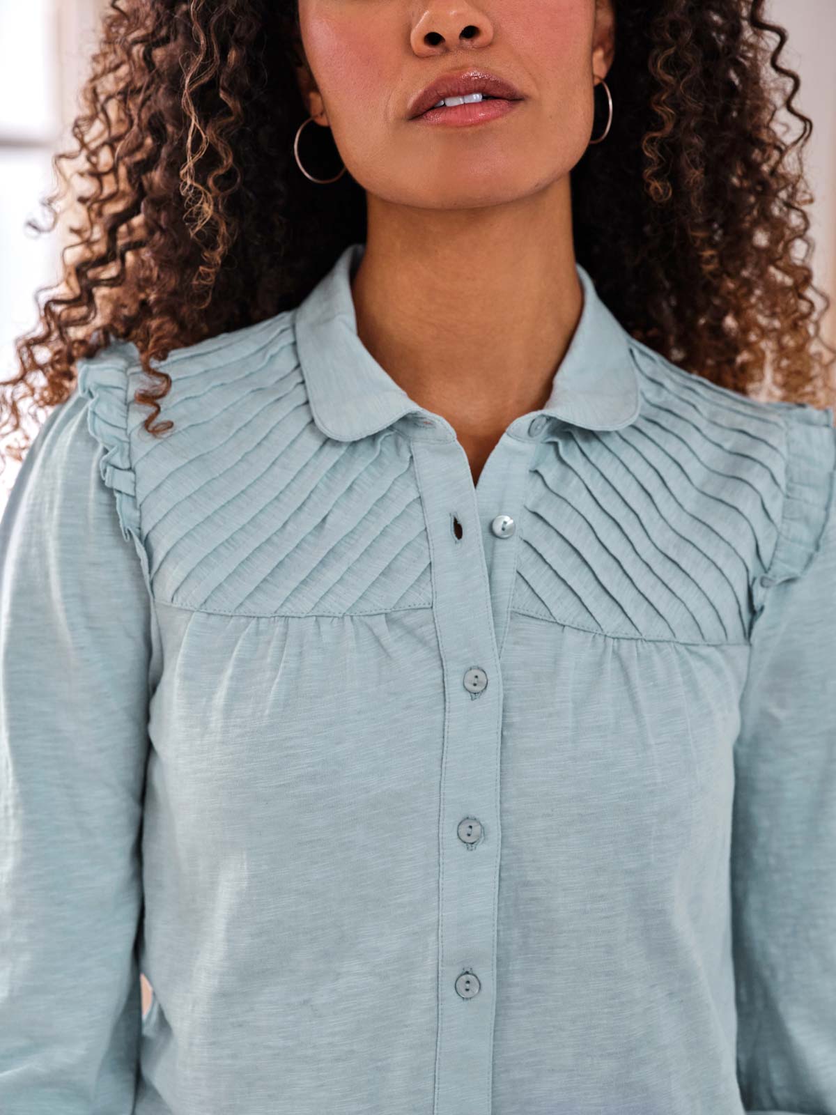 Beca Fairtrade Organic Cotton Pin Tuck Shirt - Chambray Blue