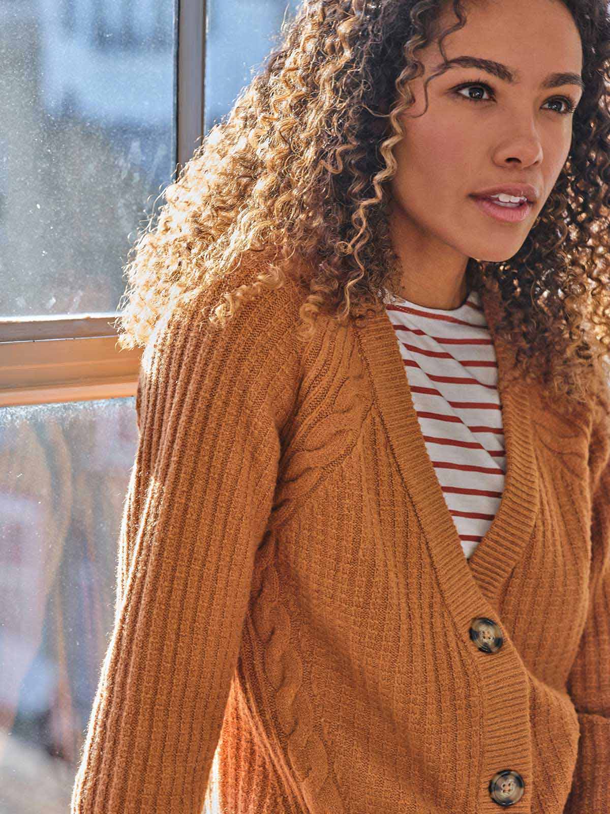 Estha Organic Cotton Fluffy Cardigan Muscovado Brown