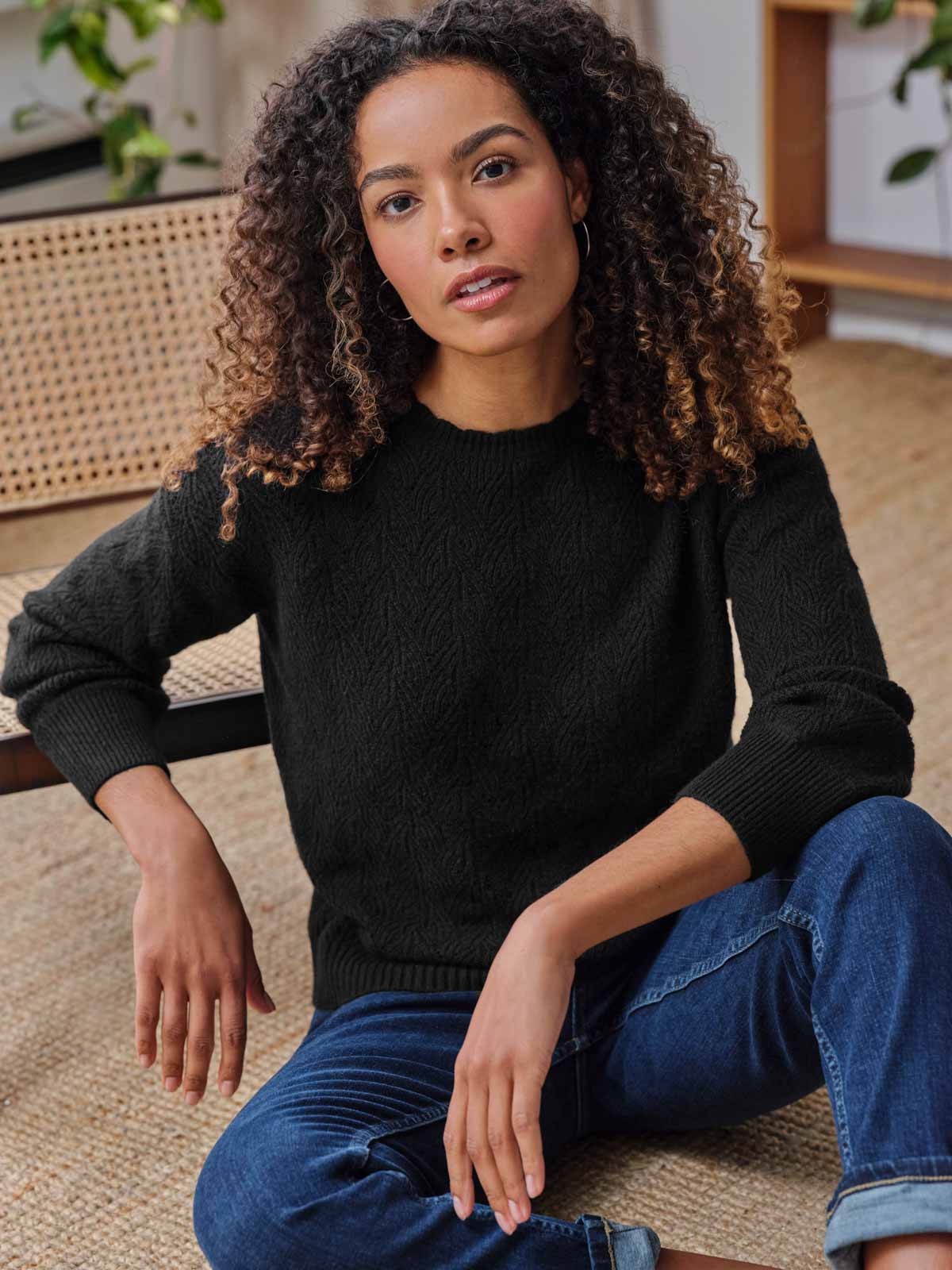 Black pointelle jumper 2025