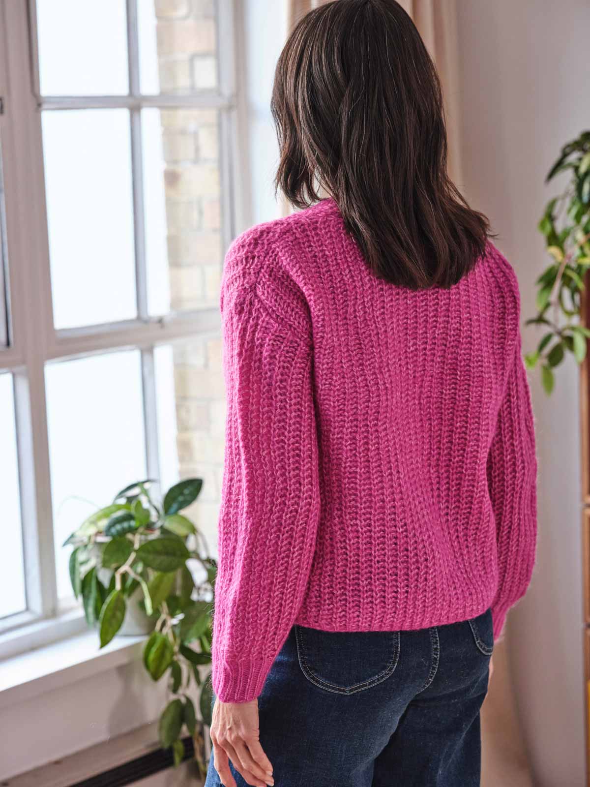 Elliana Mercerised Wool Cardigan - Magenta Pink