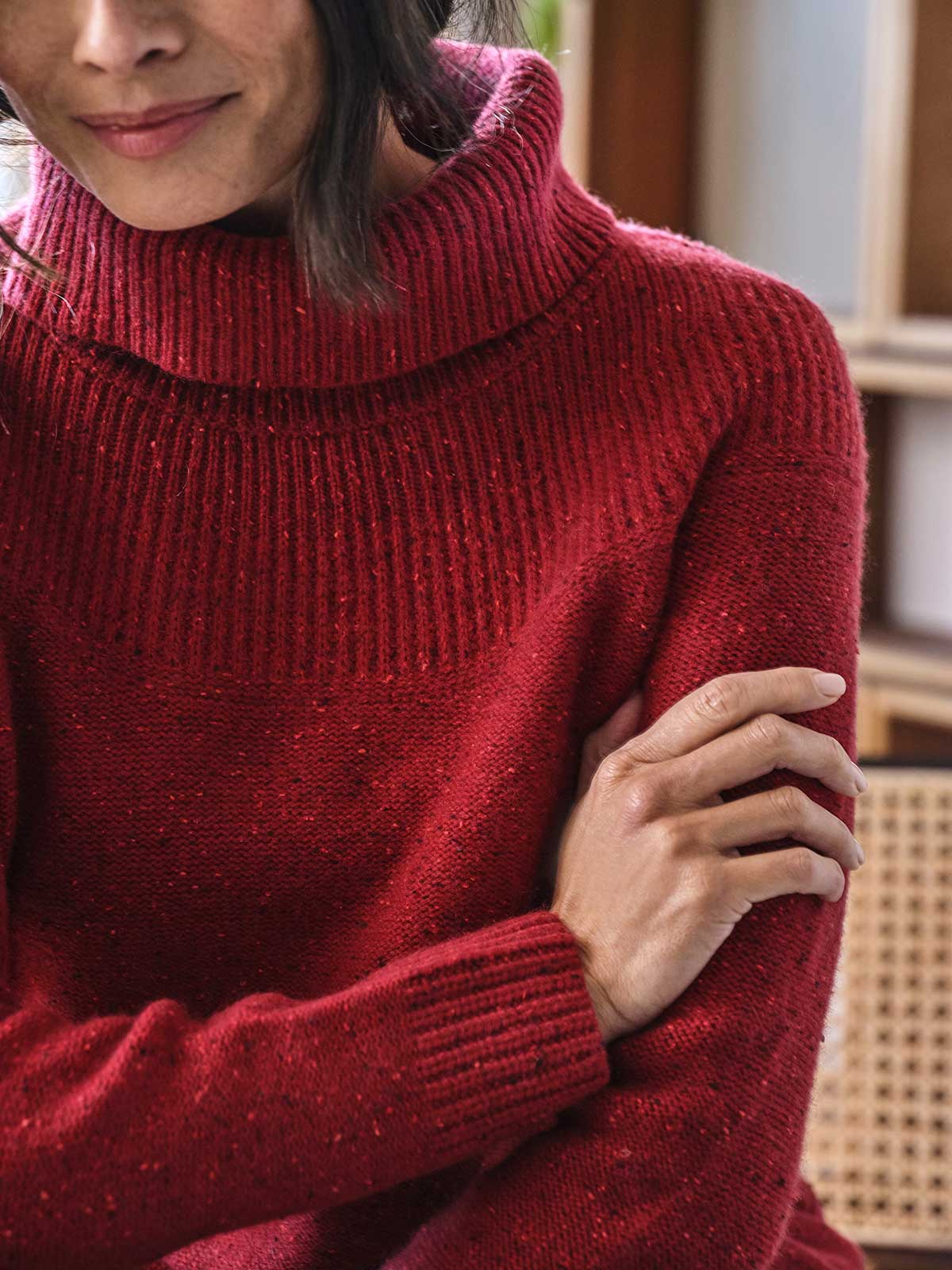 Noelle Lambswool Knit Jumper - Cranberry Red