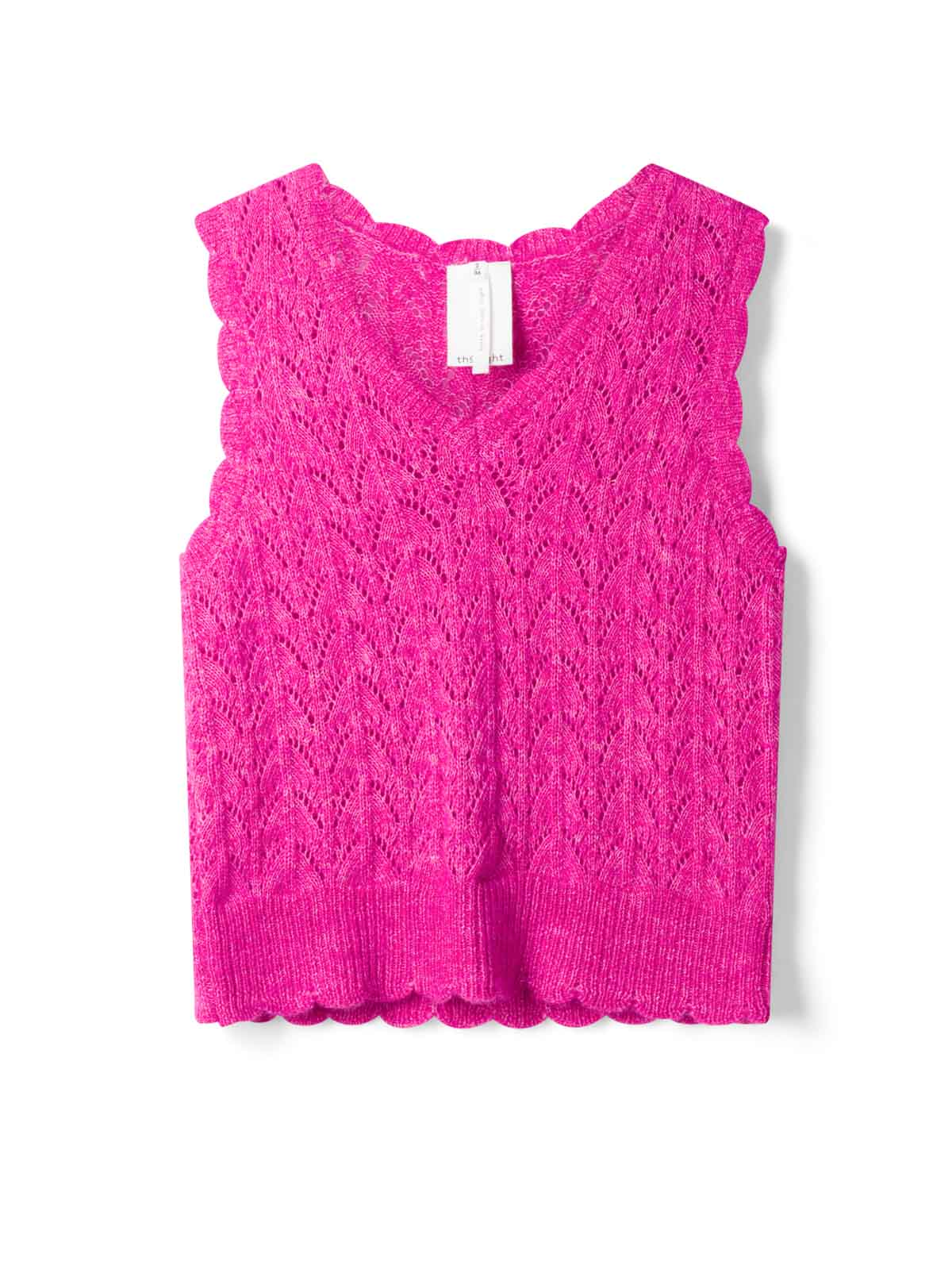 Rhea Wool Pointelle Knit Vest - Magenta Pink