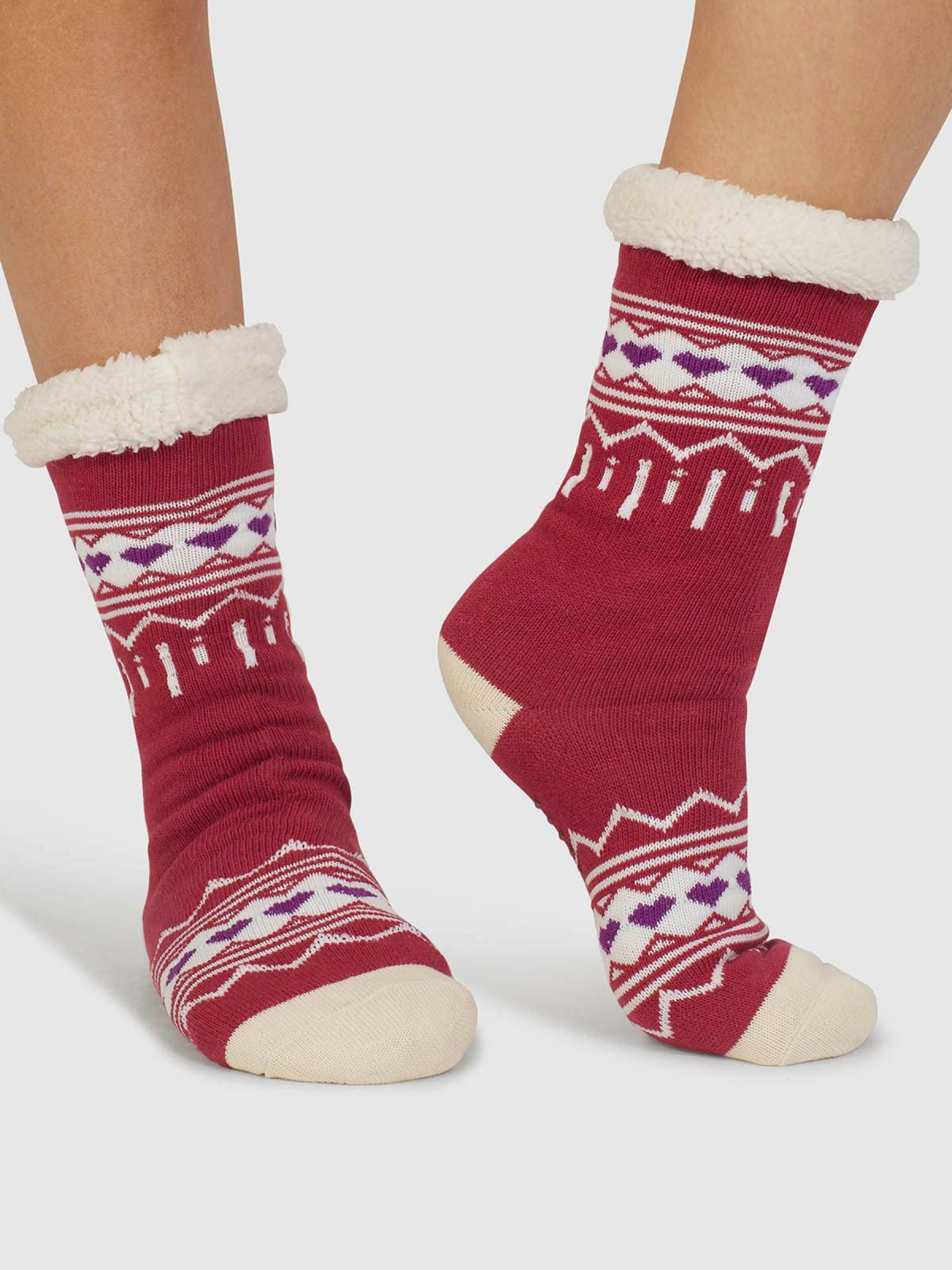 Ilah Fair Isle Slipper Socks Radish Pink