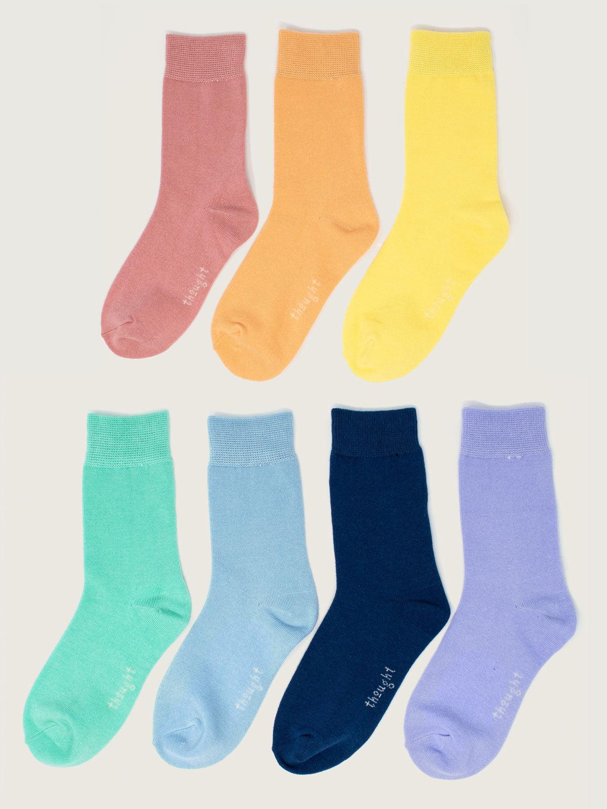 Kids' Essential Pastels Bamboo Organic Cotton 7 Pack Socks Gift Box - Thought Clothing UK