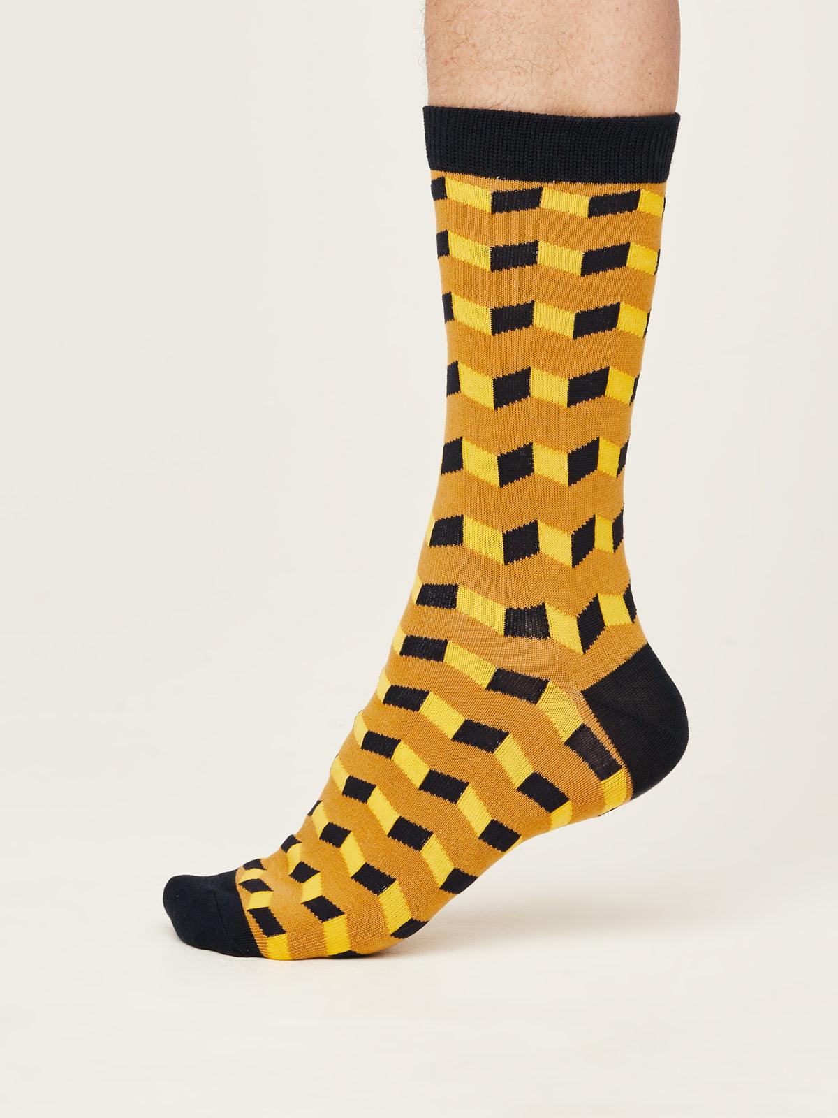 GOTS Fun Geometric  Box Of 4 Socks - Multi - Thought Clothing UK