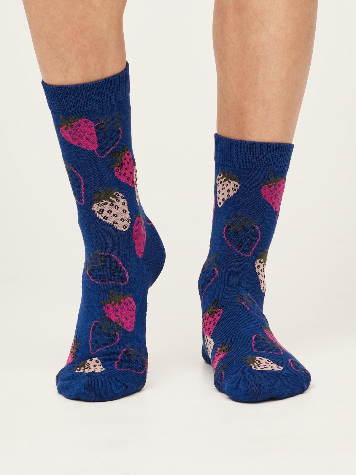 Strawberries & Cream Picnic Pack Of 3 Socks - Multi - Thought Clothing UK