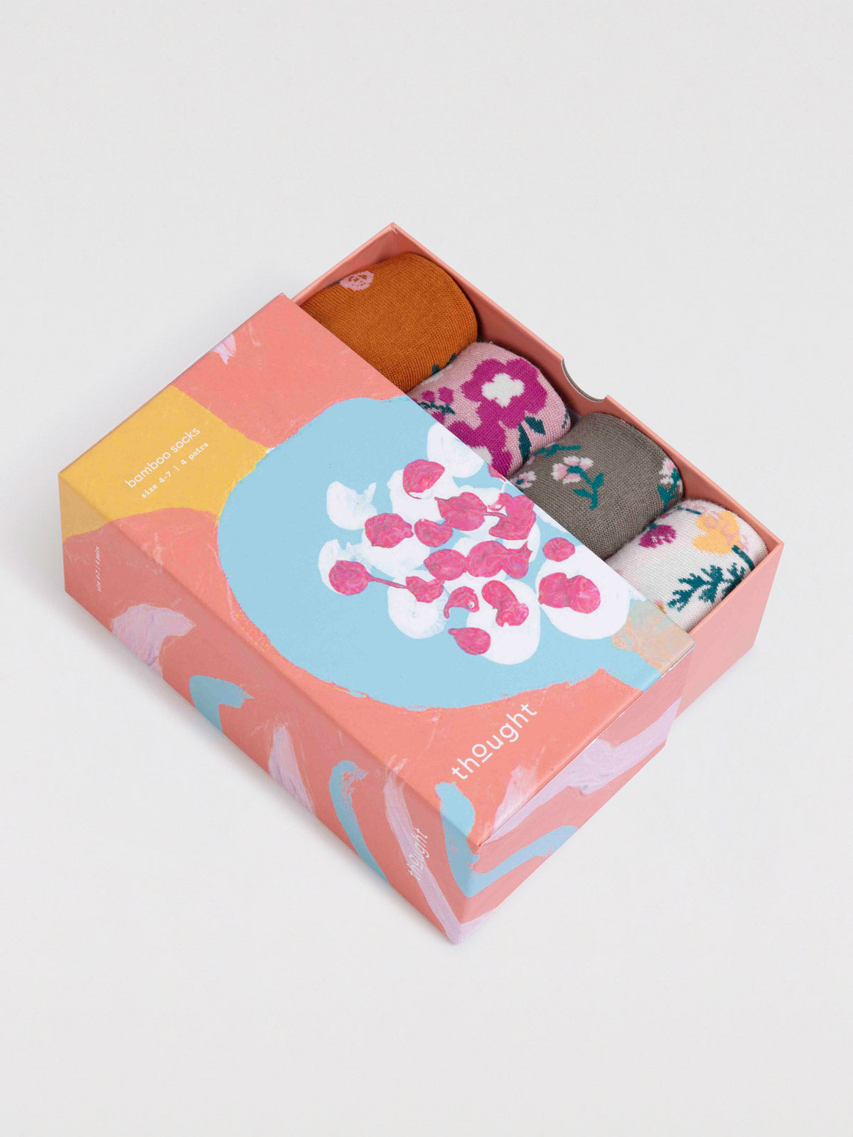 Fabiana Bamboo Floral Sock Box - Multi