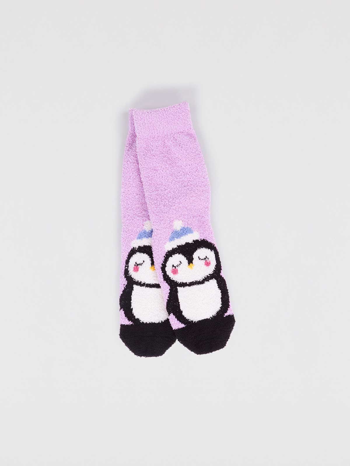 Billie Recycled Polyester Kids Animal Fluffy Sock - Lavender Purple