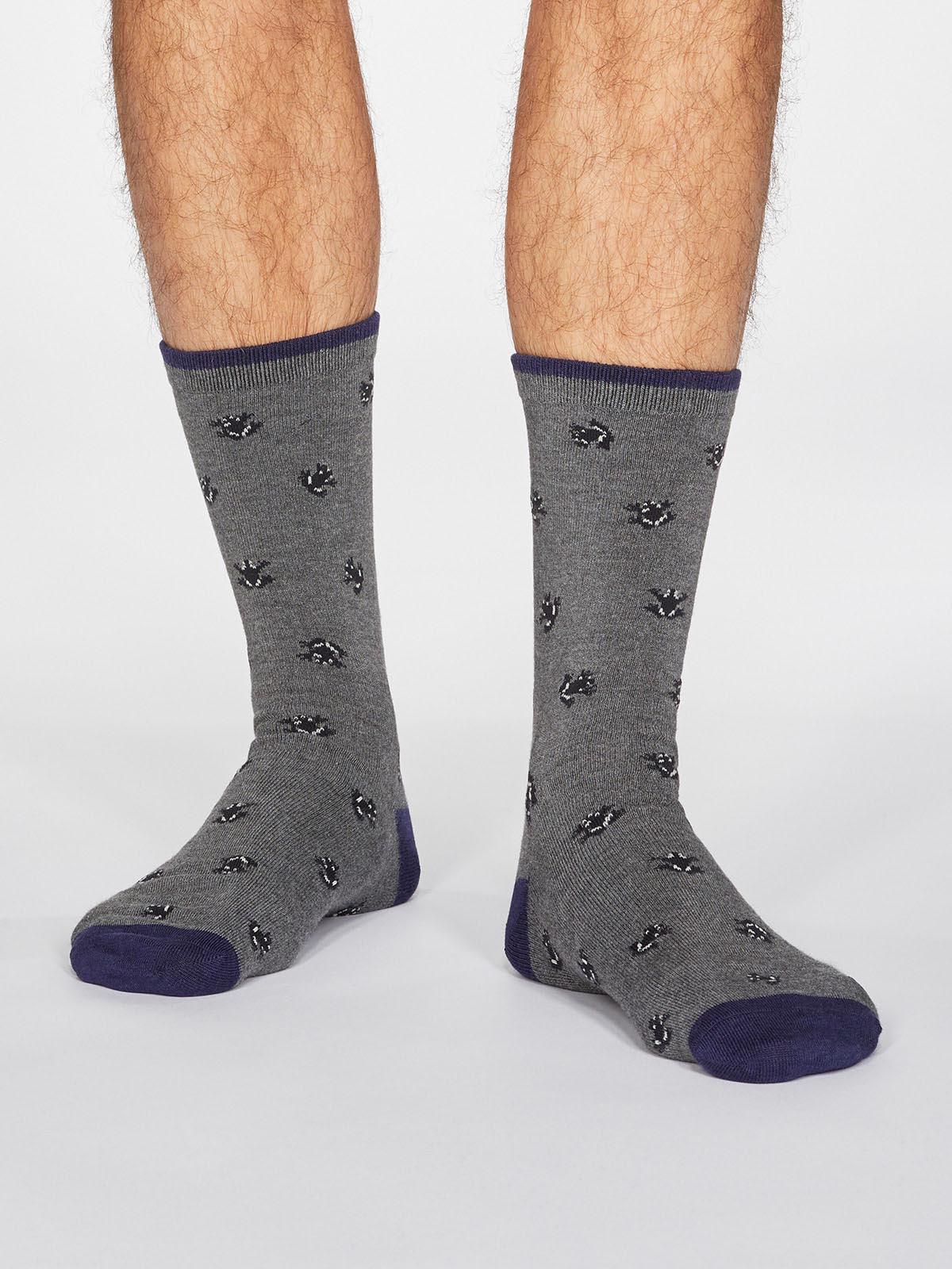 Wesley Frog Socks - Dark Grey Marle - Thought Clothing UK