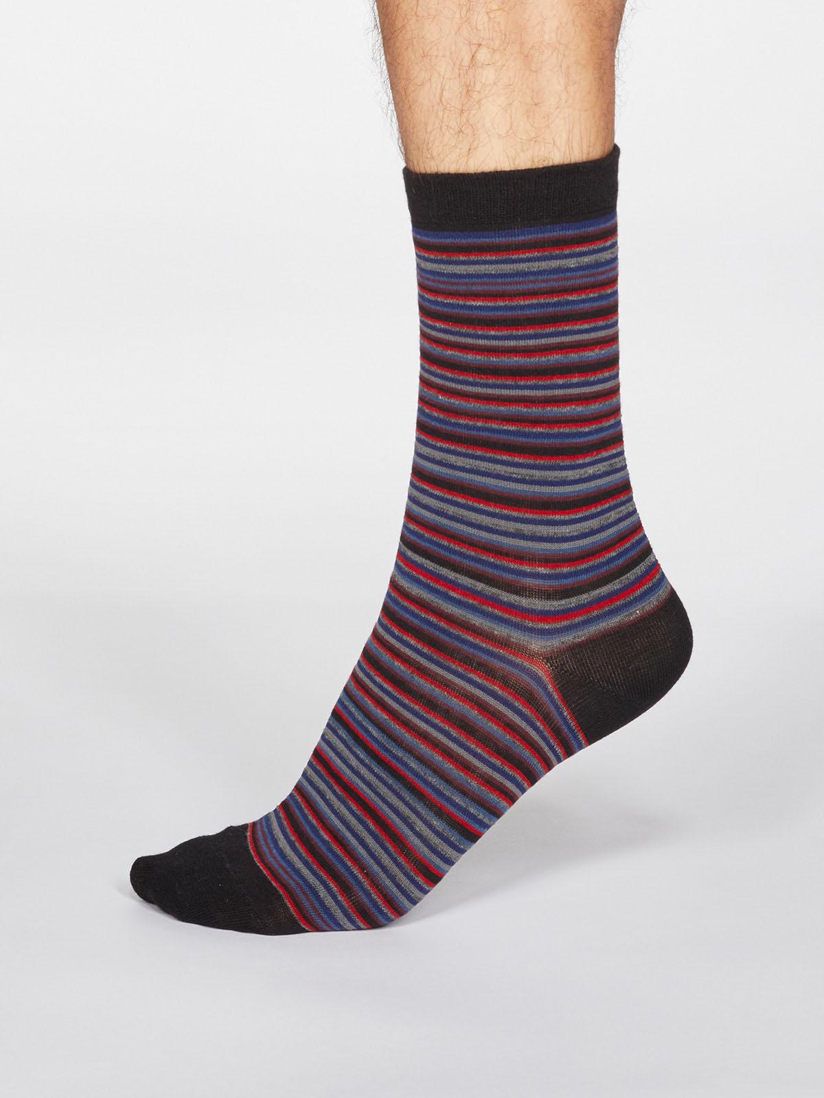 Jacob Stripe Socks - Black - Thought Clothing UK