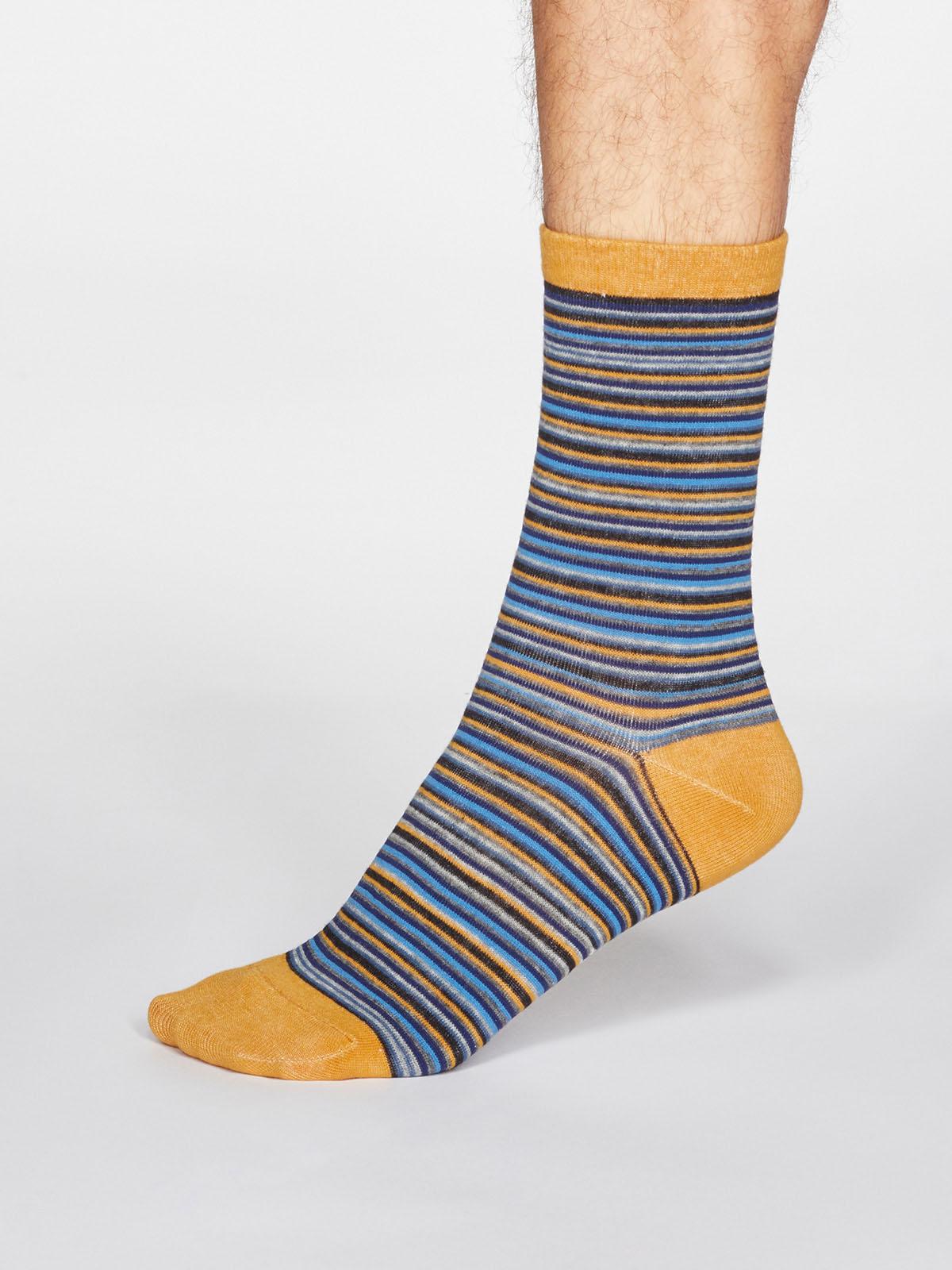 Jacob Stripe Socks - Mustard Yellow - Thought Clothing UK
