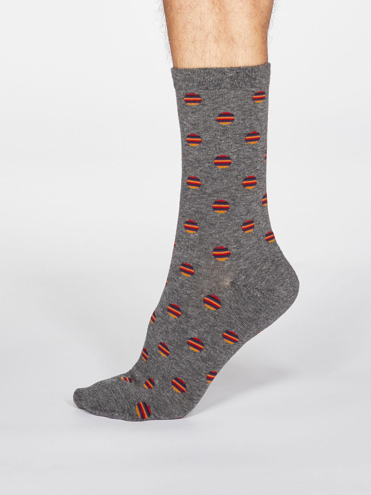 Grayson Spot Stripe Socks - Dark Grey - Thought Clothing UK