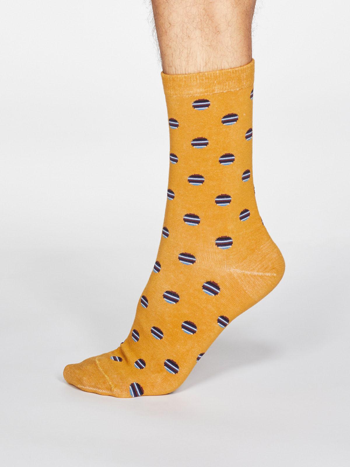 Grayson Spot Stripe Socks - Mustard Yellow - Thought Clothing UK
