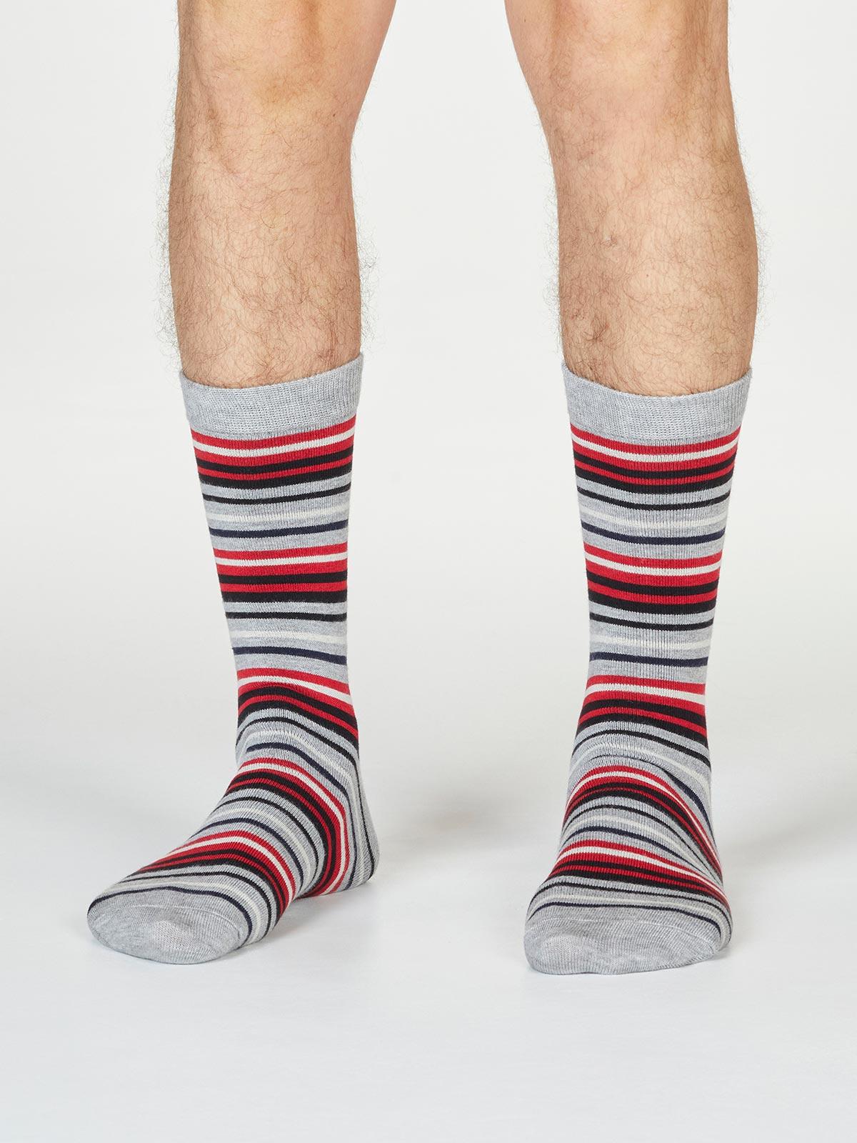 Watson Stripe Socks - Grey Marle - Thought Clothing UK