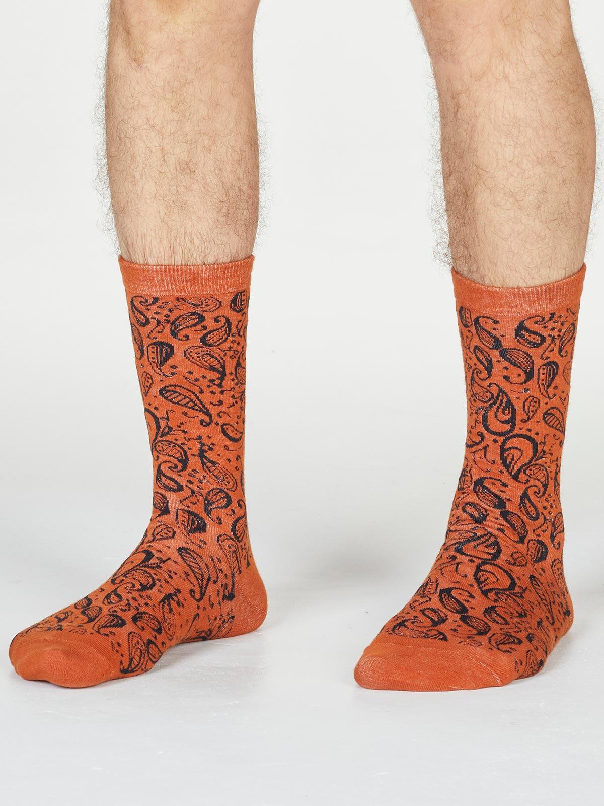 Larnard Paisley Socks - Spiced Orange - Thought Clothing UK