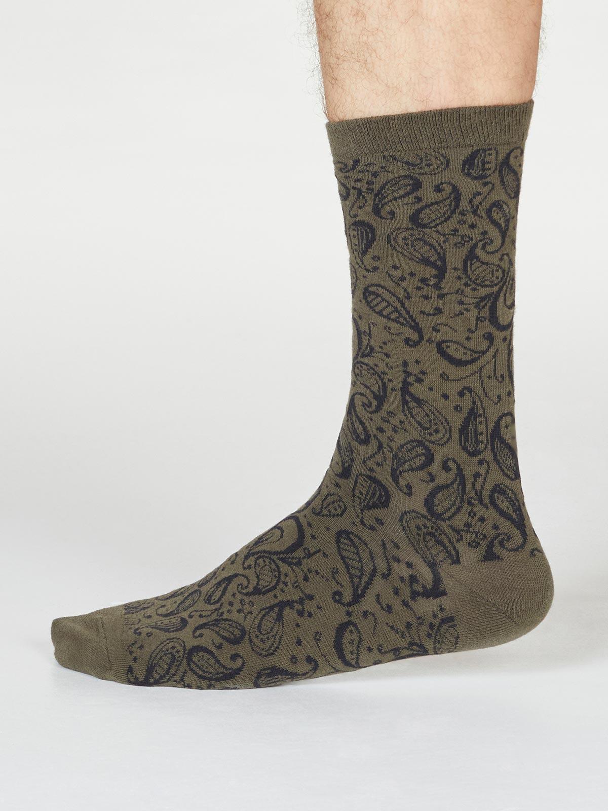 Larnard Paisley Socks - Walnut Grey - Thought Clothing UK