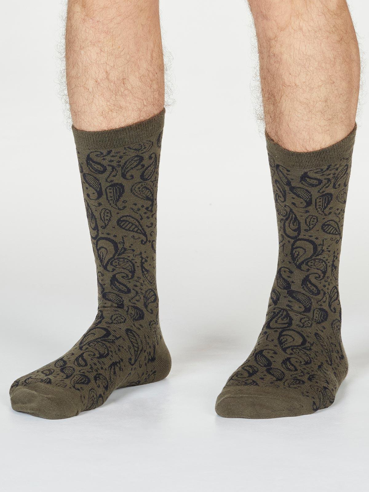 Larnard Paisley Socks - Walnut Grey - Thought Clothing UK