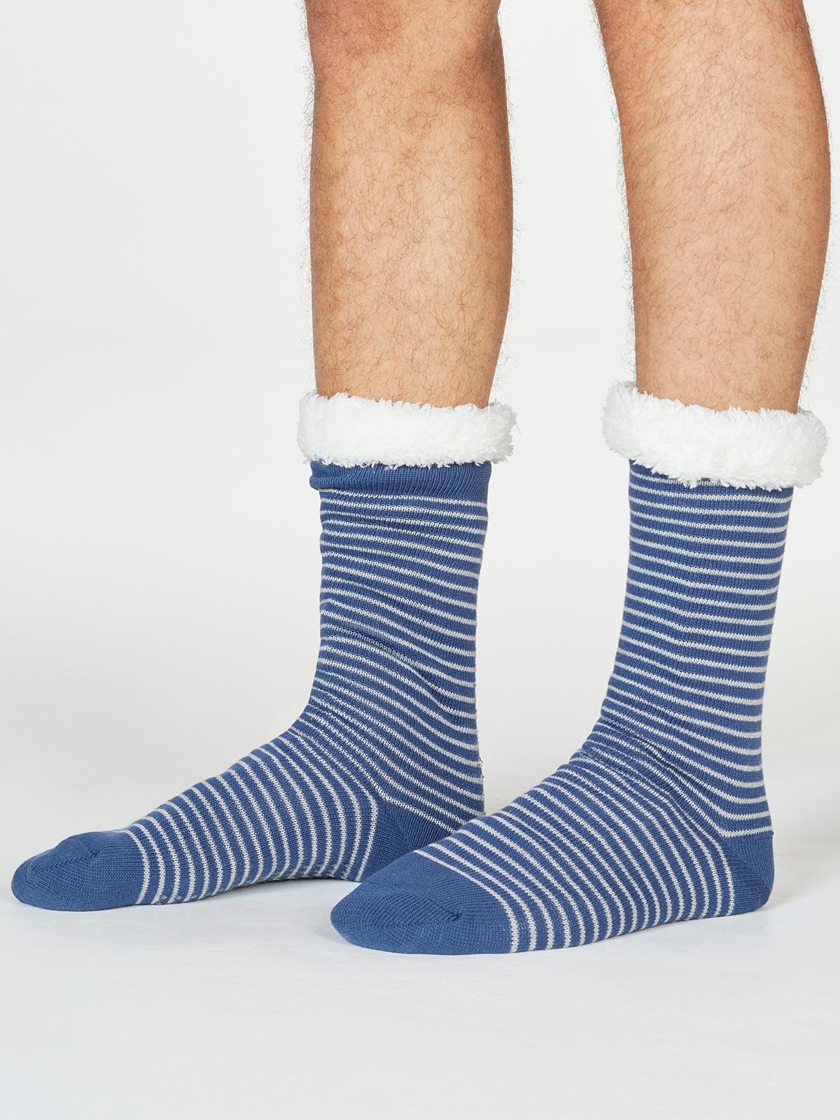 Blaise Stripe Organic Cotton Cabin Slipper Socks - Thought Clothing UK