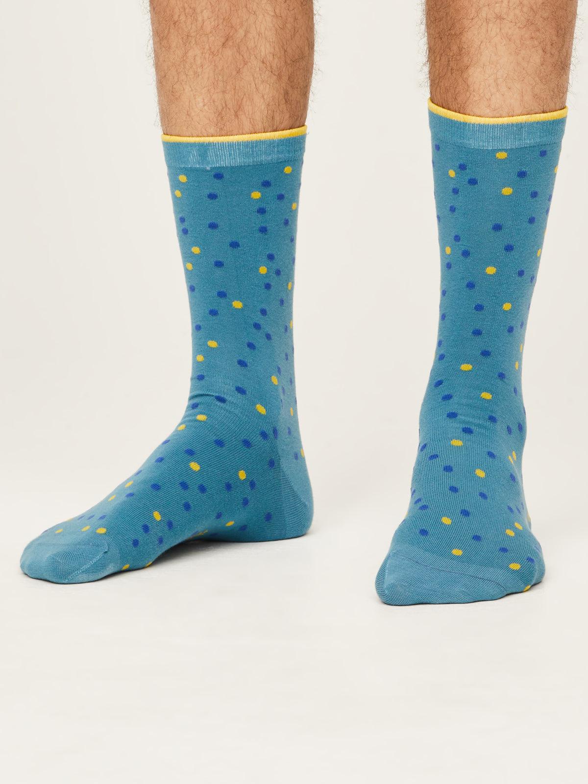 GOTS Spotty Socks - Dusty Blue - Thought Clothing UK