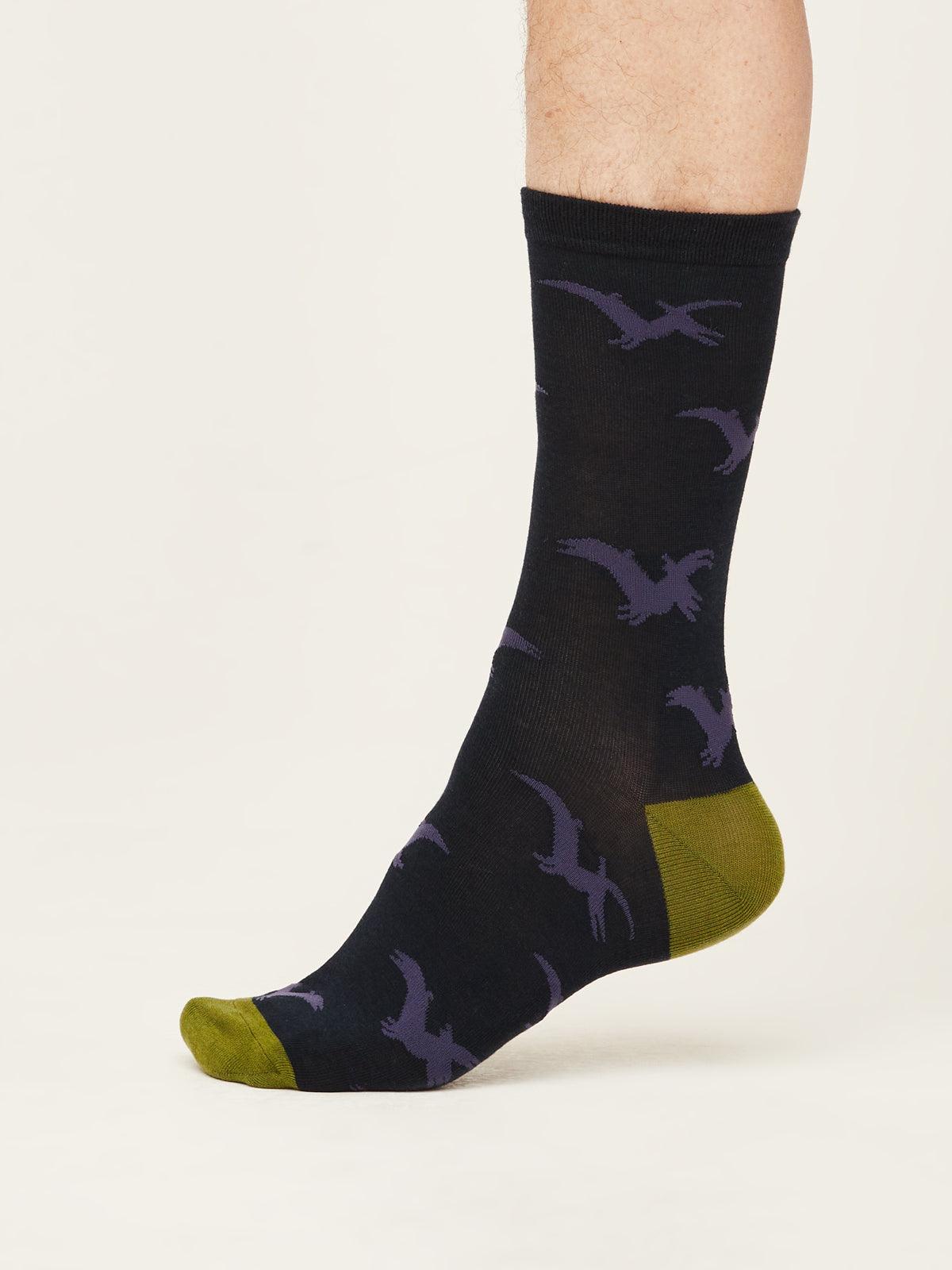 GOTS Dinosaur Socks - Dark Navy - Thought Clothing UK