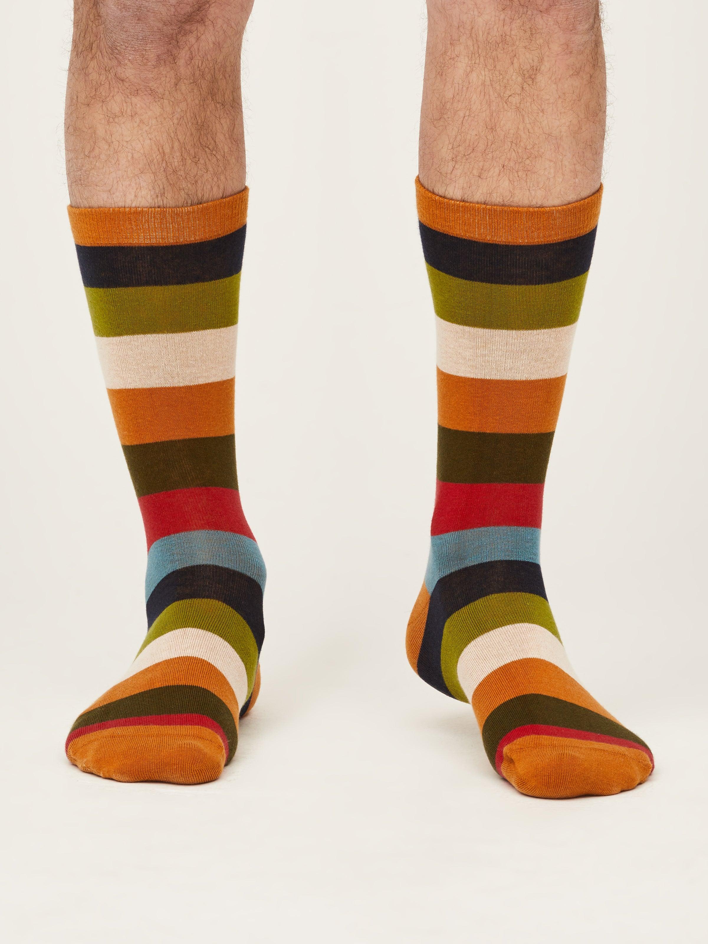 GOTS Geometric Socks - Amber Yellow - Thought Clothing UK