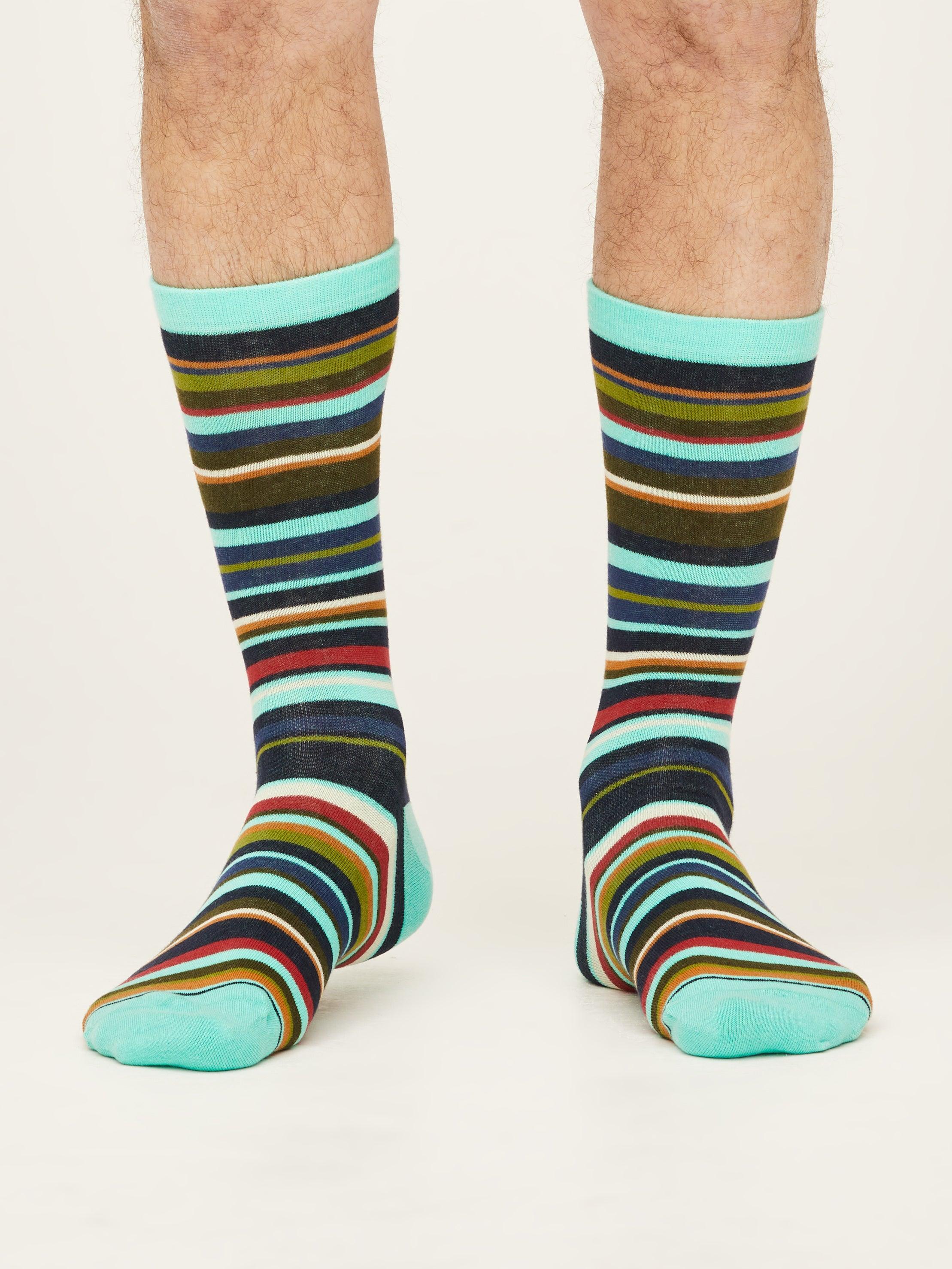 GOTS Geometric Socks - Pastel Blue - Thought Clothing UK