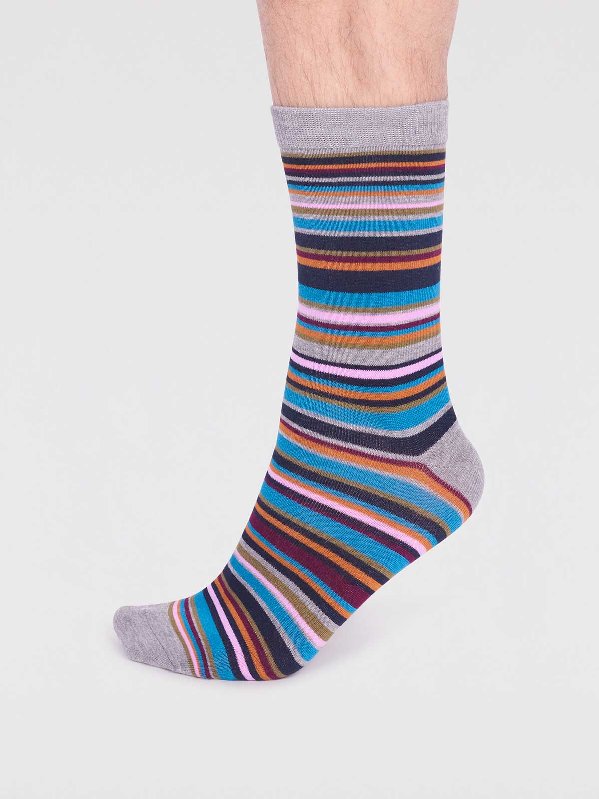 Matias Bamboo Stripe Socks - Grey Marle