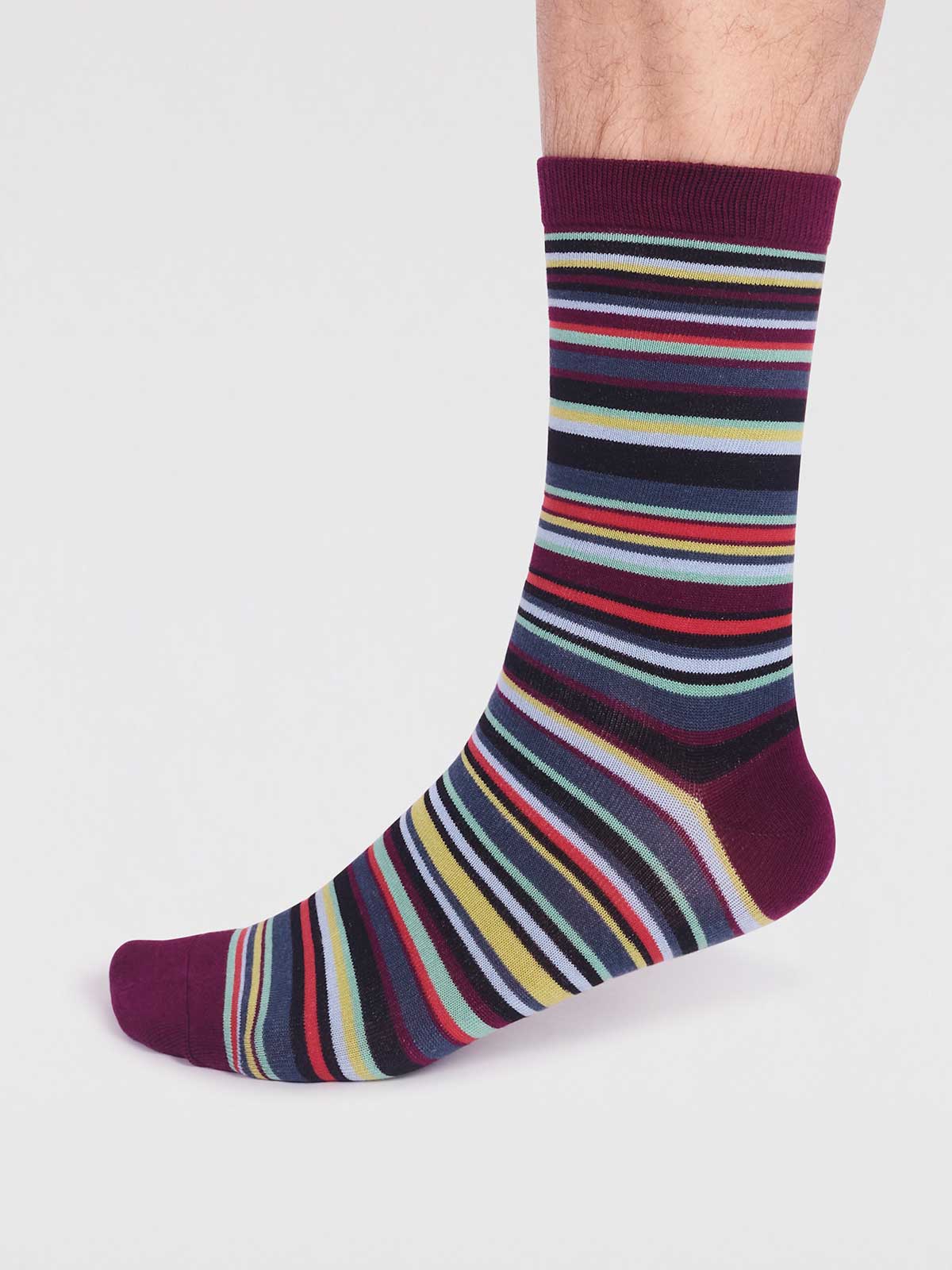 Matias Bamboo Stripe Socks - Plum Purple