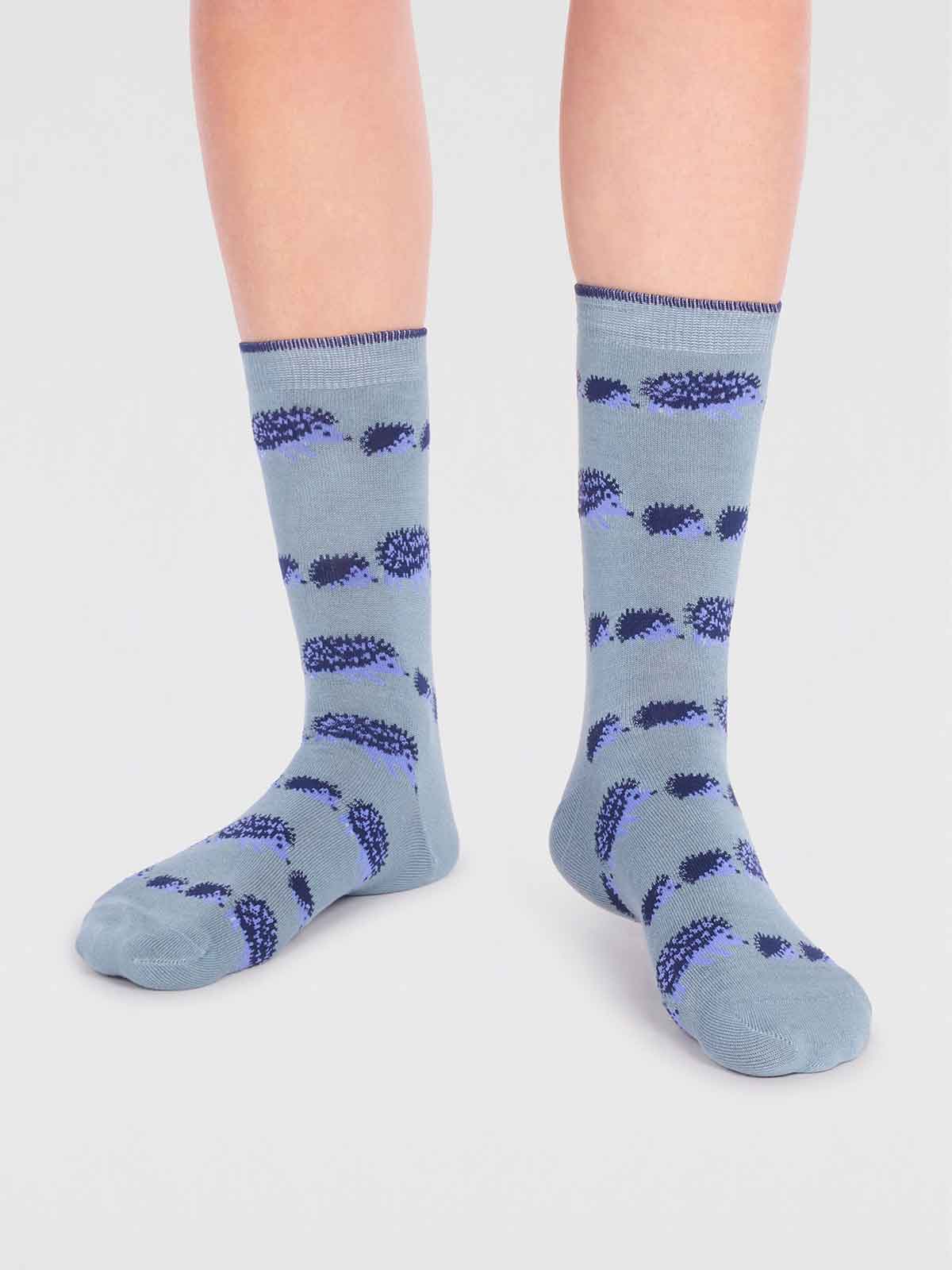 Hadley Bamboo Hedgehog Socks  - Eucalyptus Blue