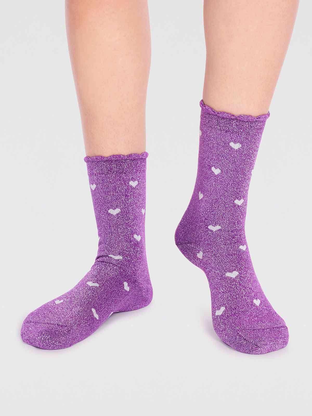 Crystelle Heart Sparkle Sock Plum Purple
