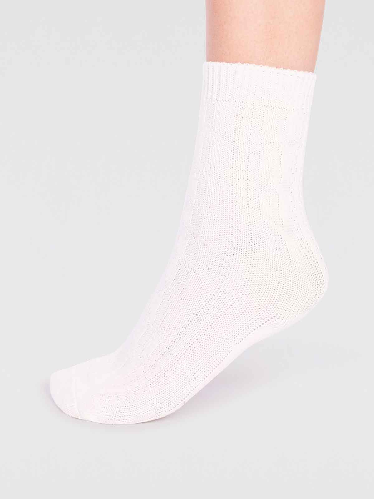 Rebekah Organic Cotton Slub Sock - Stone White