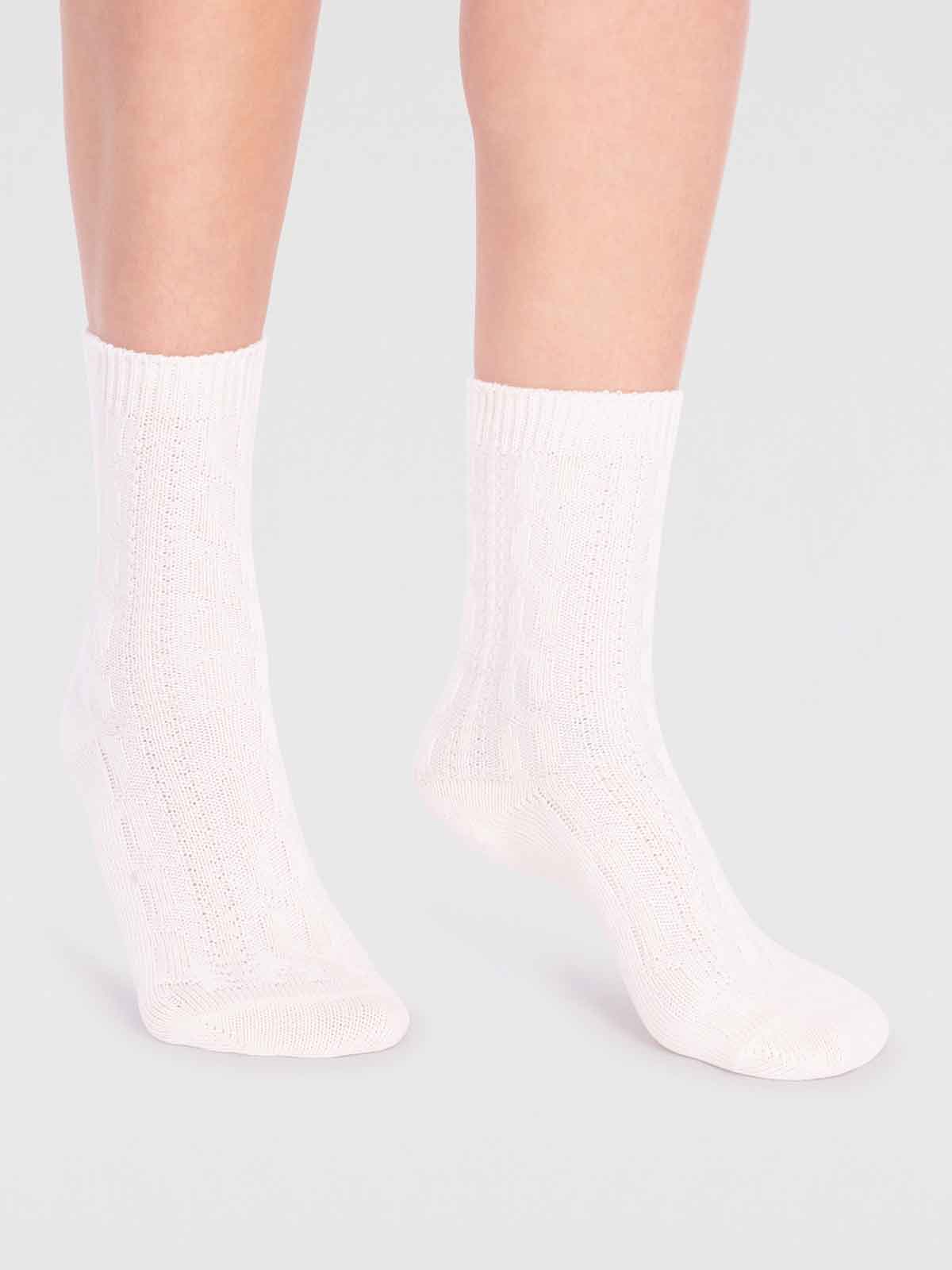 Rebekah Organic Cotton Slub Sock - Stone White
