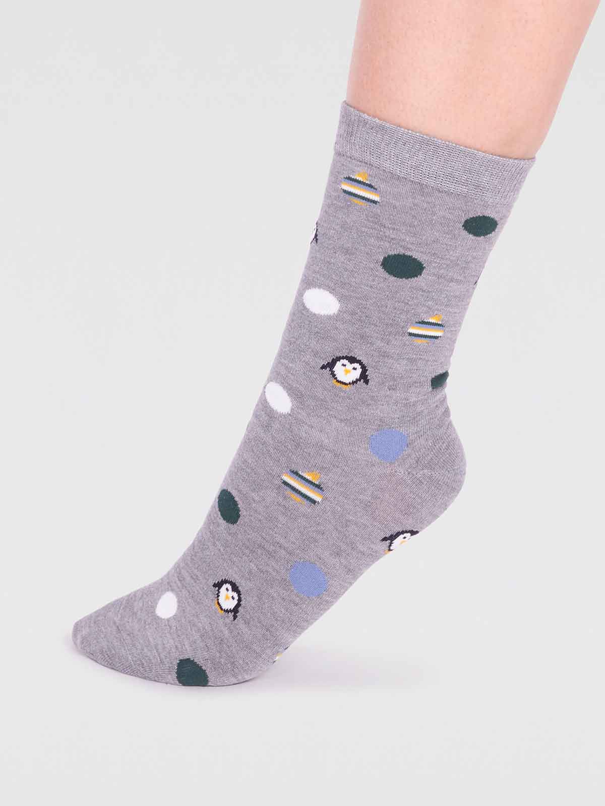 Neva Bamboo Penguin Sock - Grey Marle