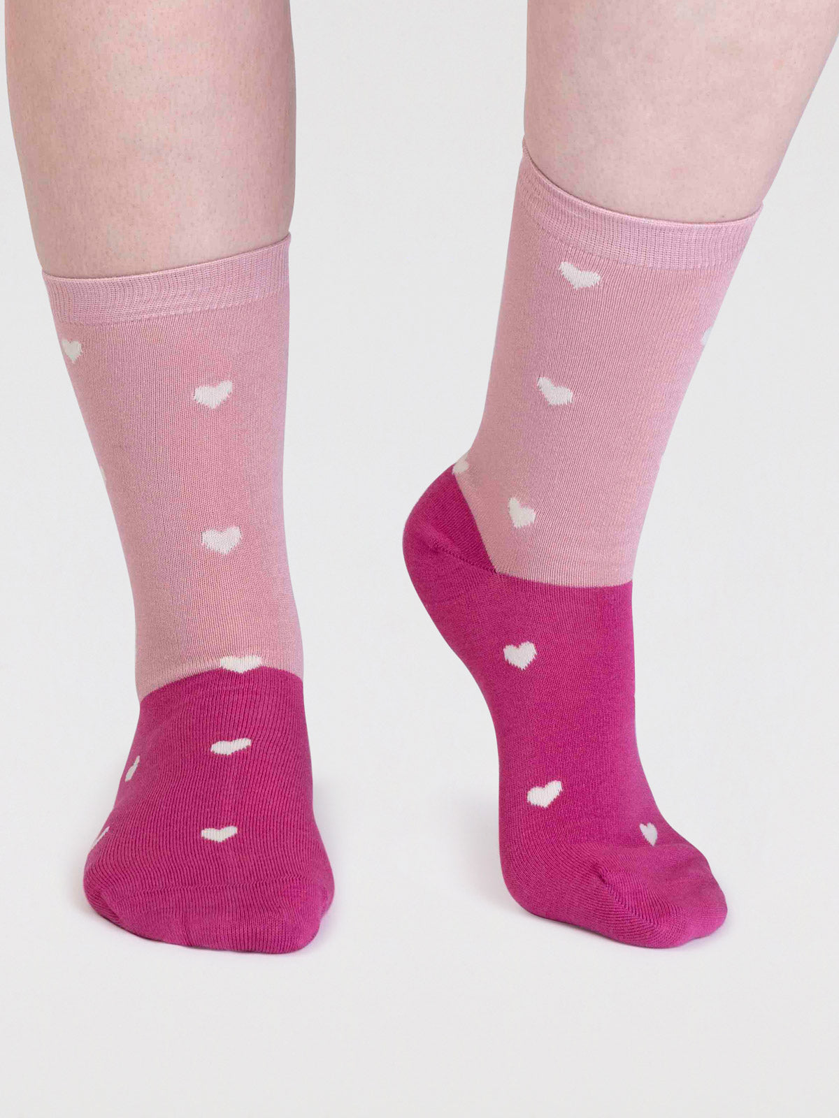 Haddie Bamboo Love Heart Socks - Petal Pink