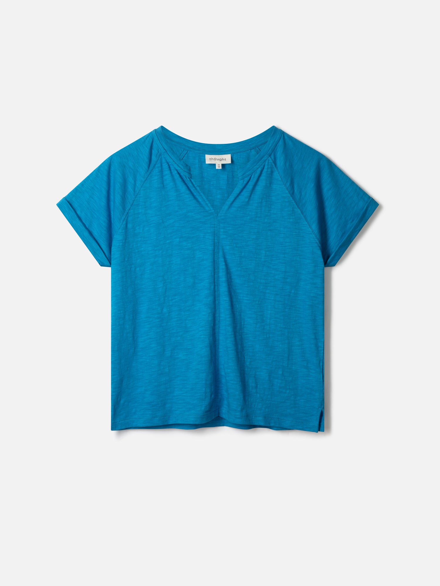 Fairtrade Organic Cotton Notch Neck T-Shirt - Azure Blue