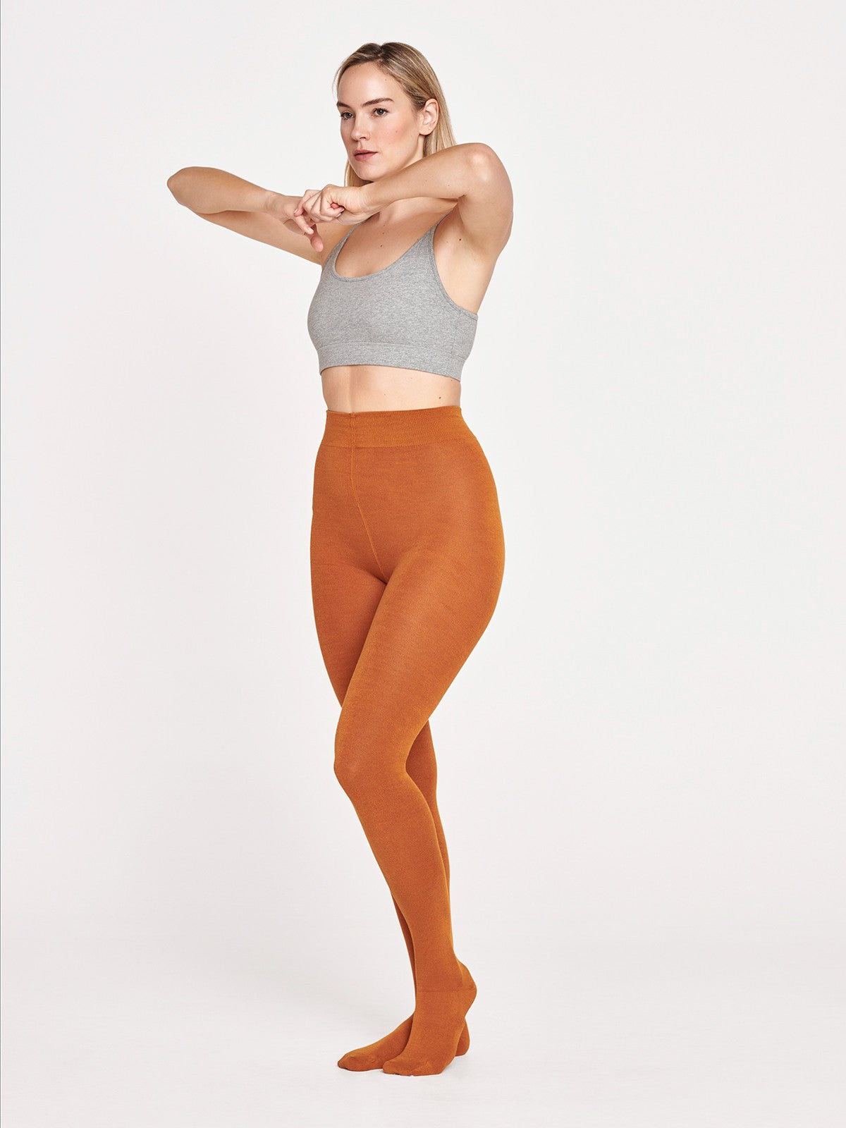 Bamboo Essential Plain Tights in Orange