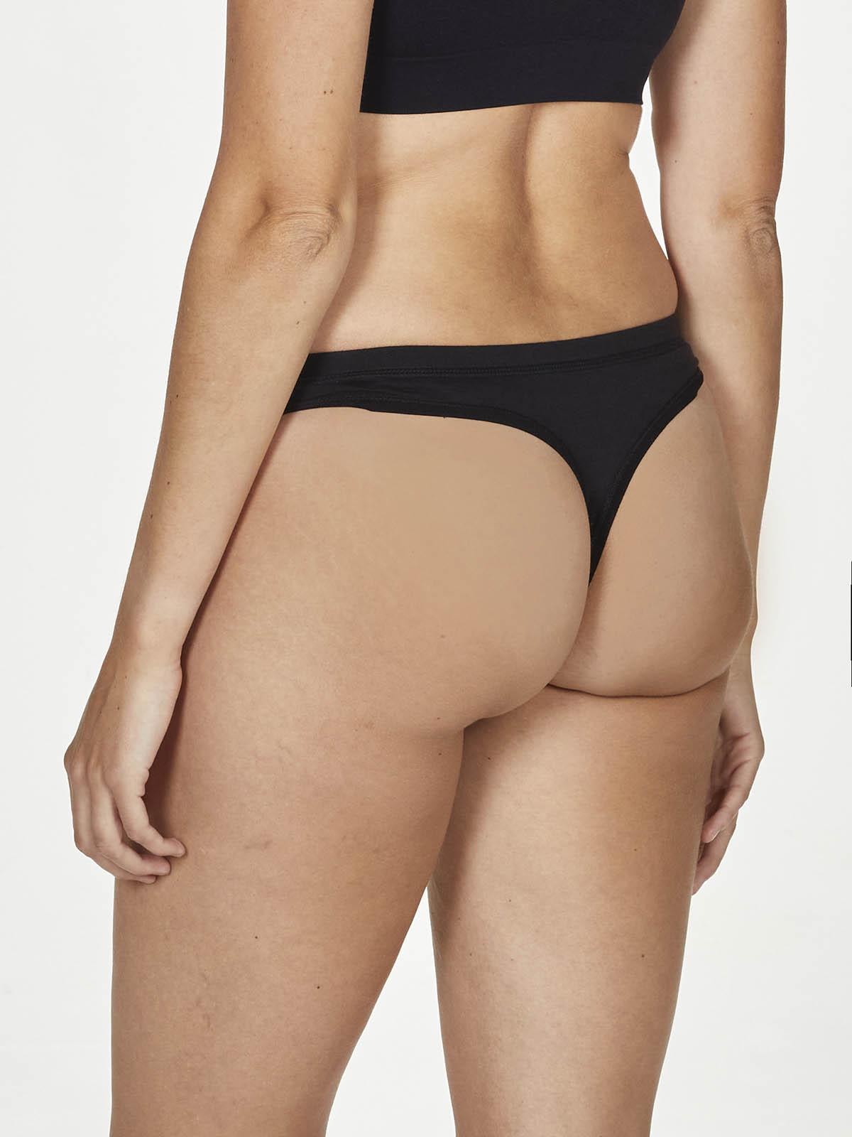 Recycled Nylon Seamless Thong in Black