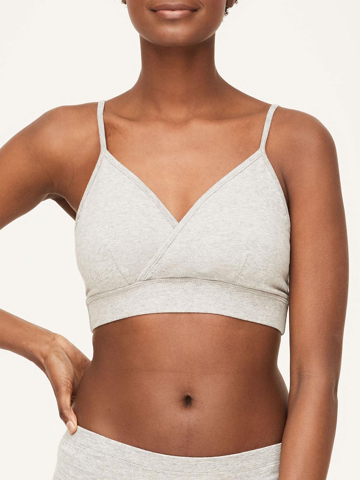 Women's Organic Cotton Multi Logo Crop Bralette in Grey Marl/mono