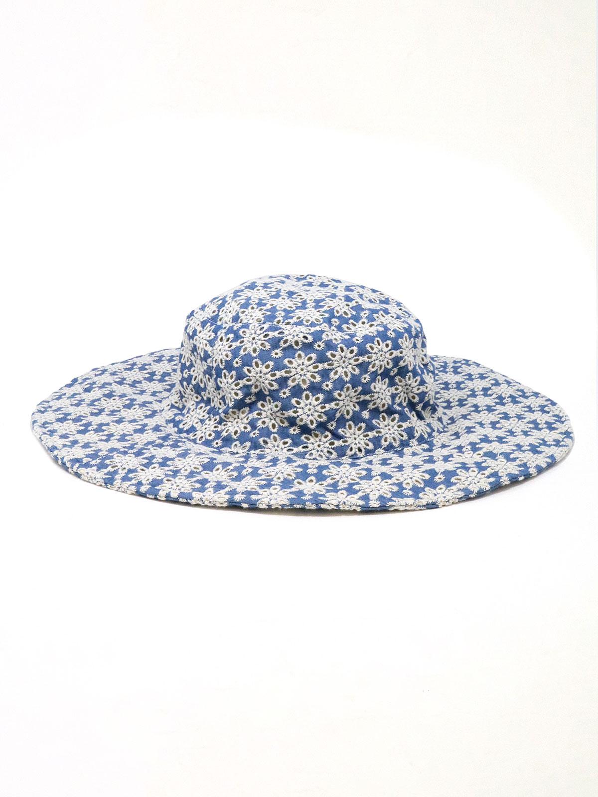 Carli Broiderie Bucket Hat - Chambray Blue
