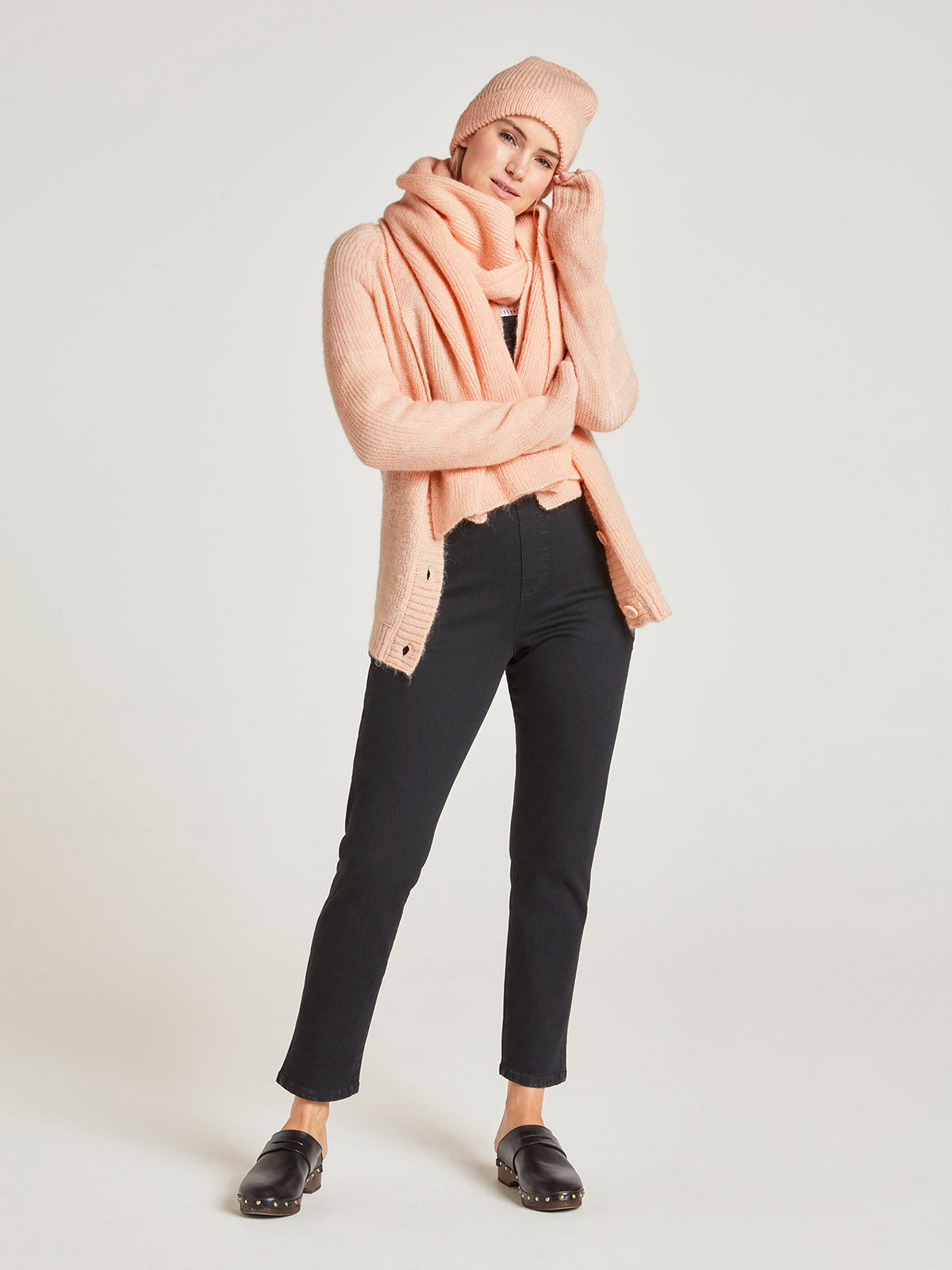 Zola Wool Blend Knit Beanie - Peach Bellini Orange