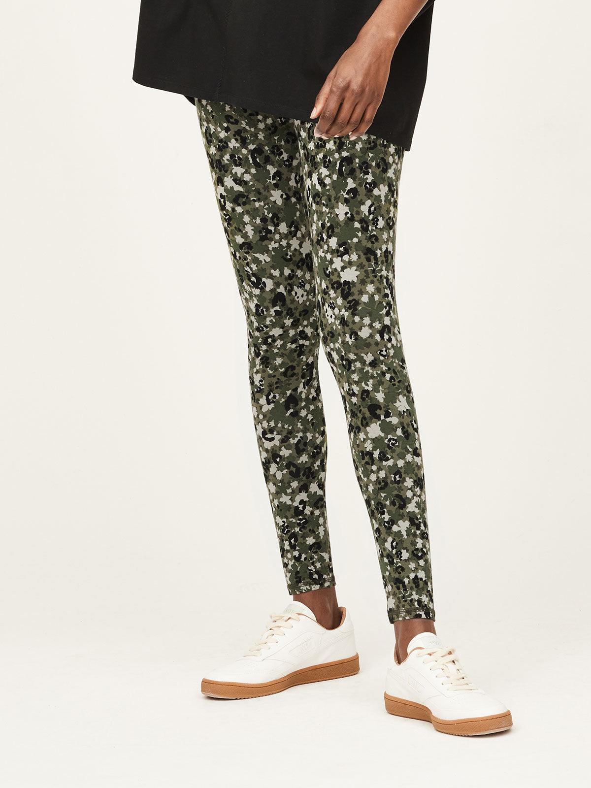 Pepita Bamboo Floral Leggings - Green - Thought Clothing UK