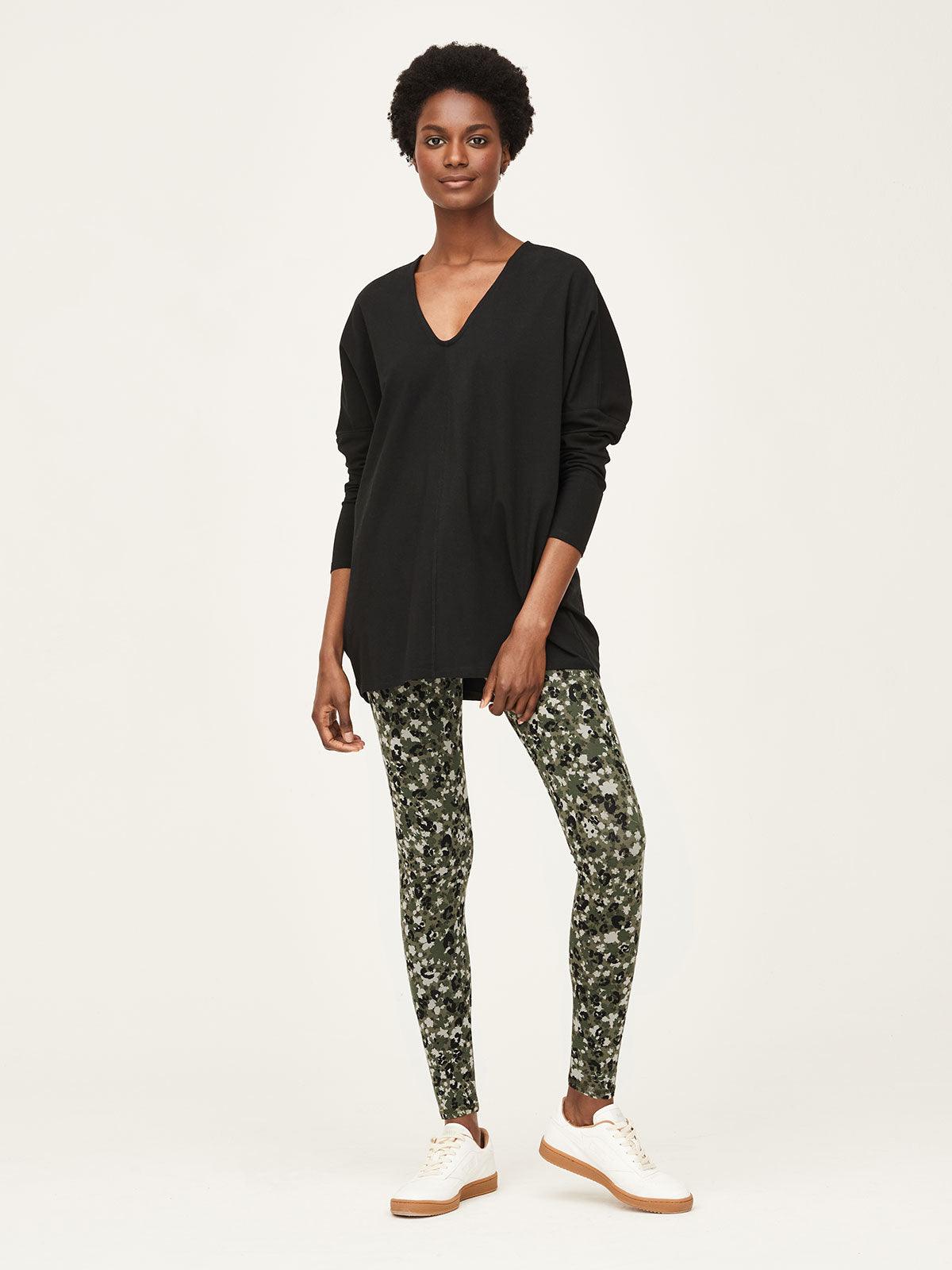 Pepita Bamboo Floral Leggings - Green - Thought Clothing UK