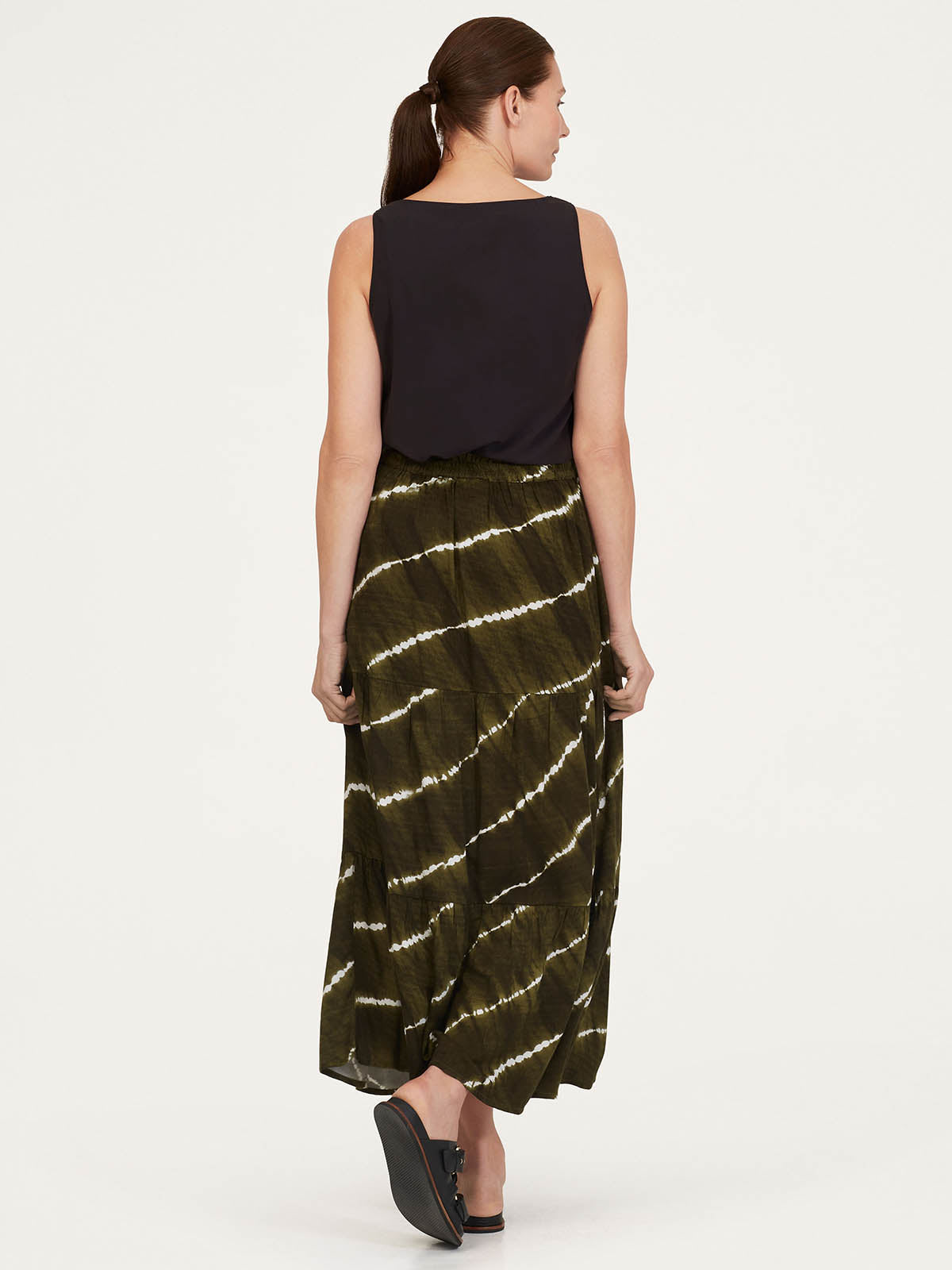 Tie Dye Lenzing™ Ecovero™ Maxi Skirt - Dark Green