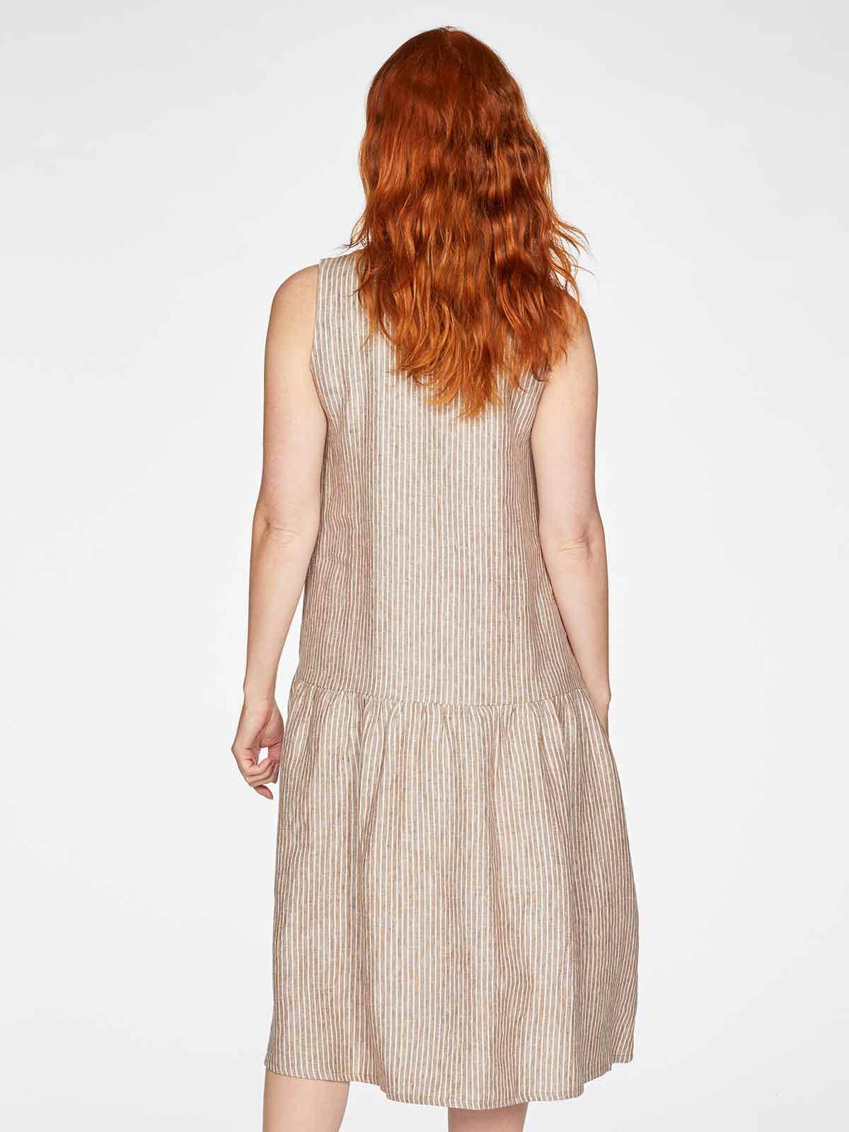 Isobel Yarn Dye Stripe Hemp Tiered Midi Dress - Thought Clothing UK