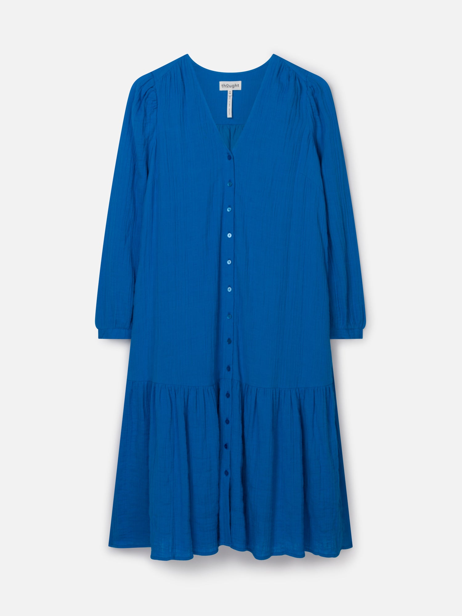 Laelia Organic Cotton Cheesecloth Midi Dress - Azure Blue