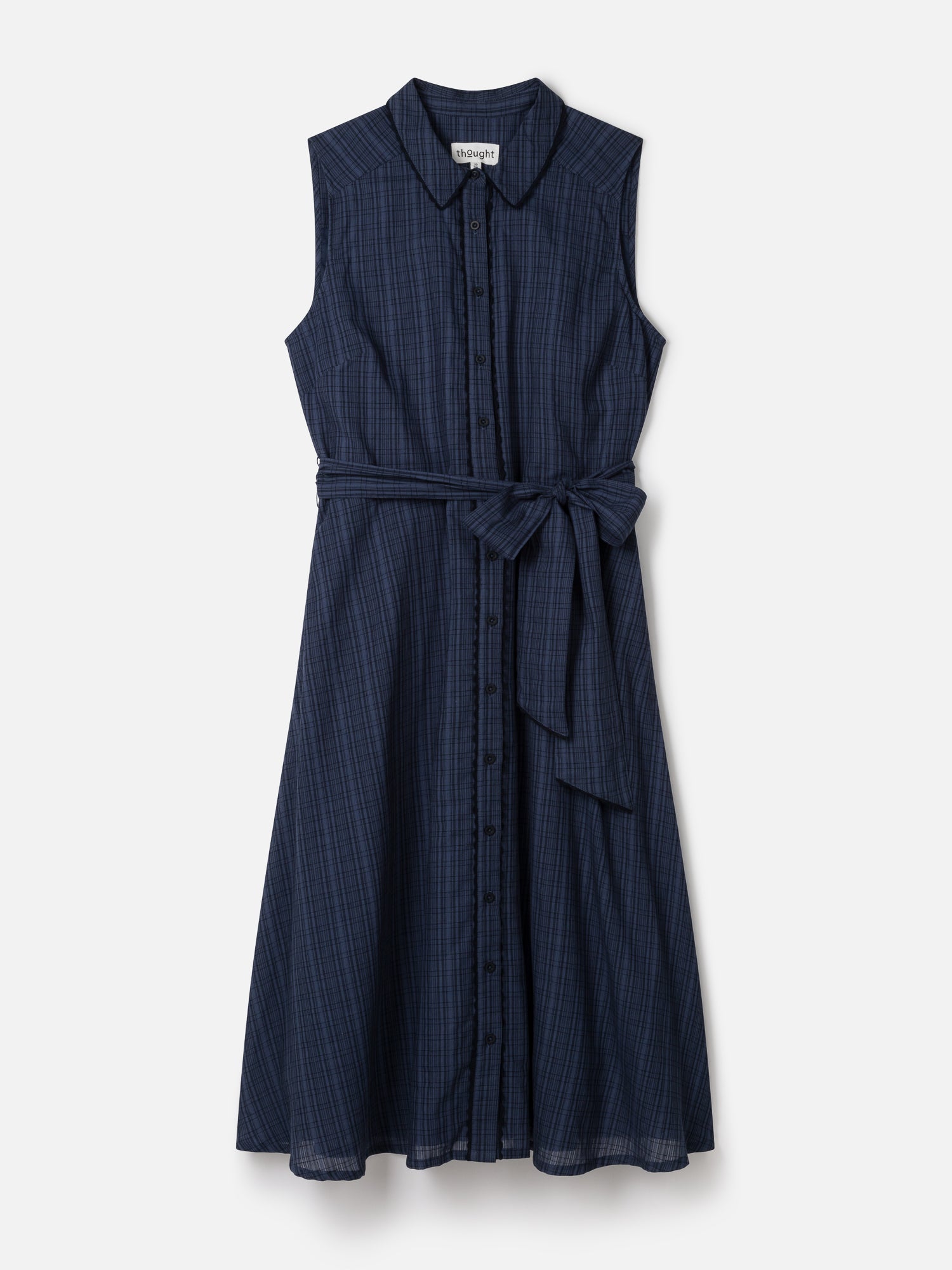 Nona Organic Cotton Sleeveless Shirt Dress - Navy