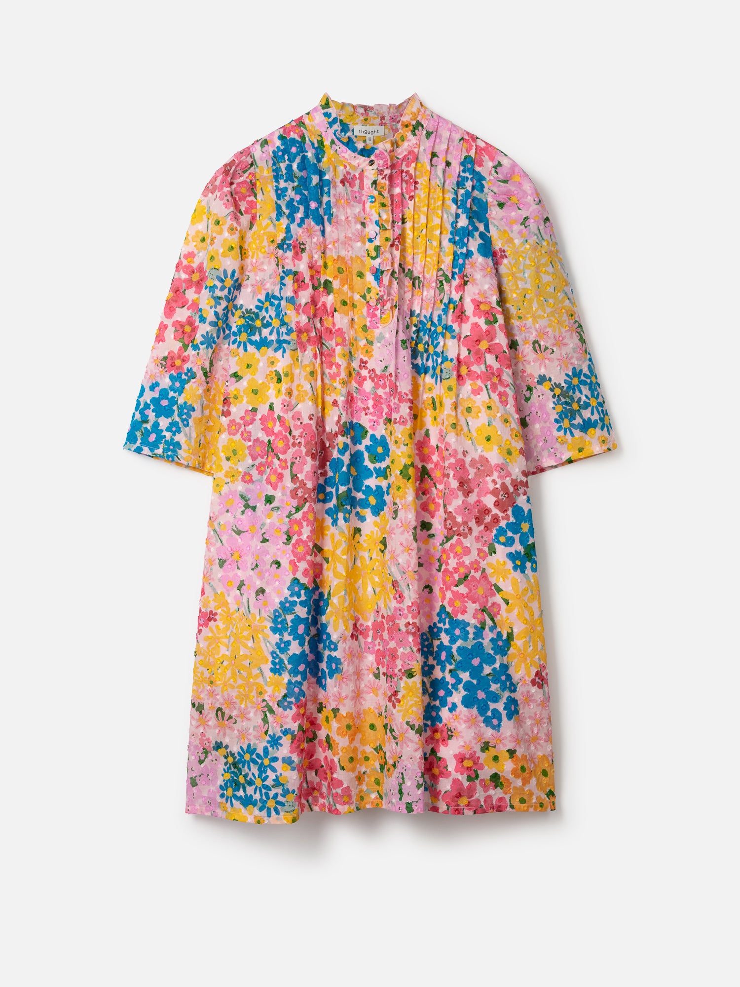 Yara Organic Cotton Floral Dobby Shirt Dress - Multi