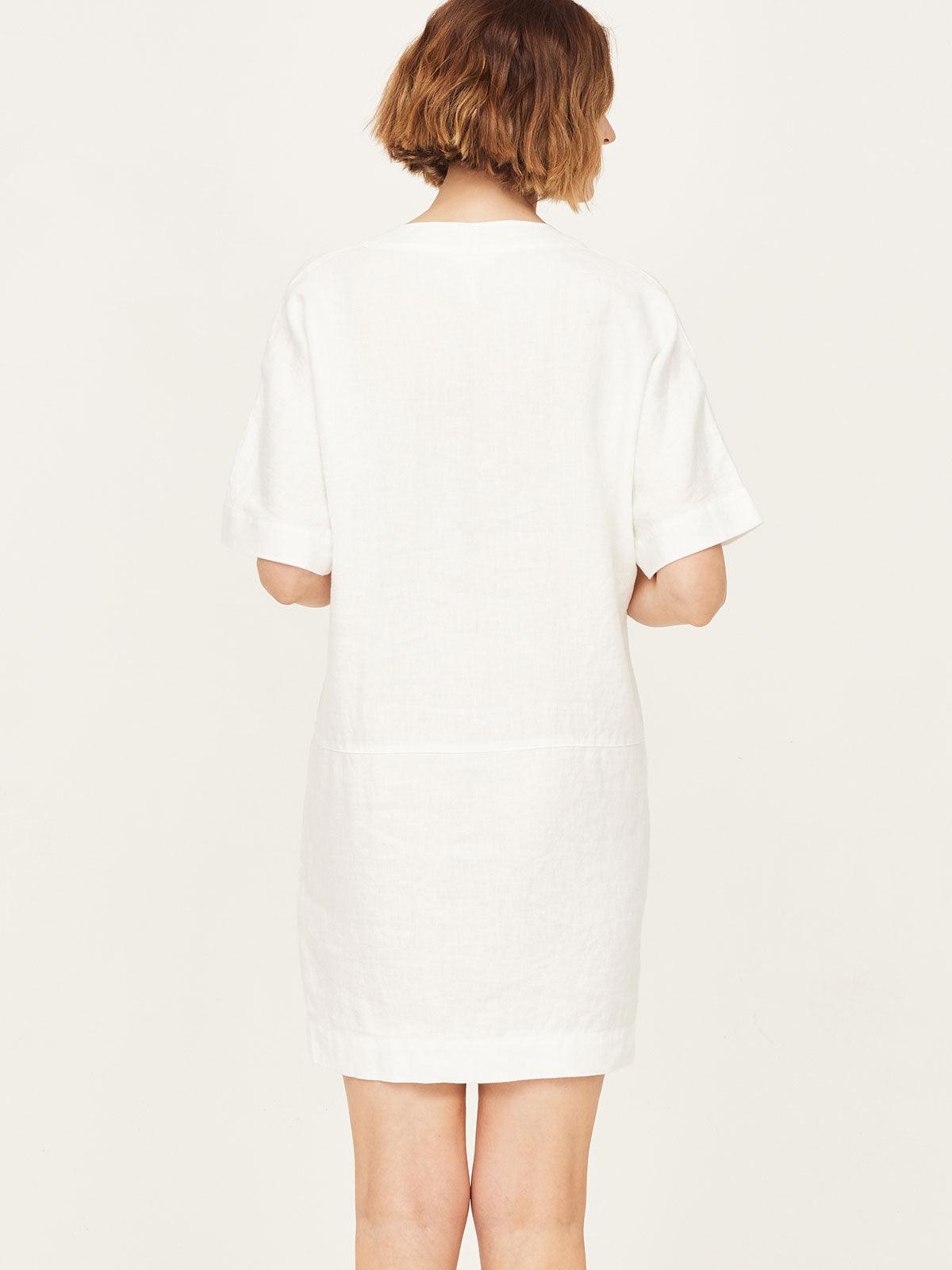 100% Hemp Easy Tunic Dress - White - Thought Clothing UK