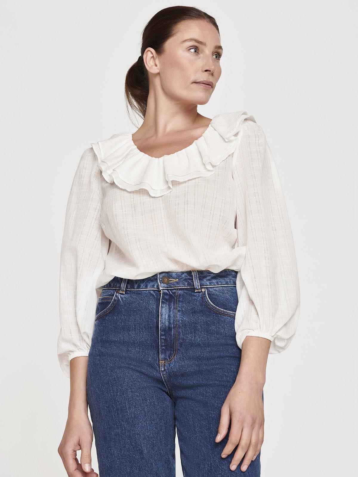 Dianella Organic Cotton Frill Neck Blouse - Thought Clothing UK
